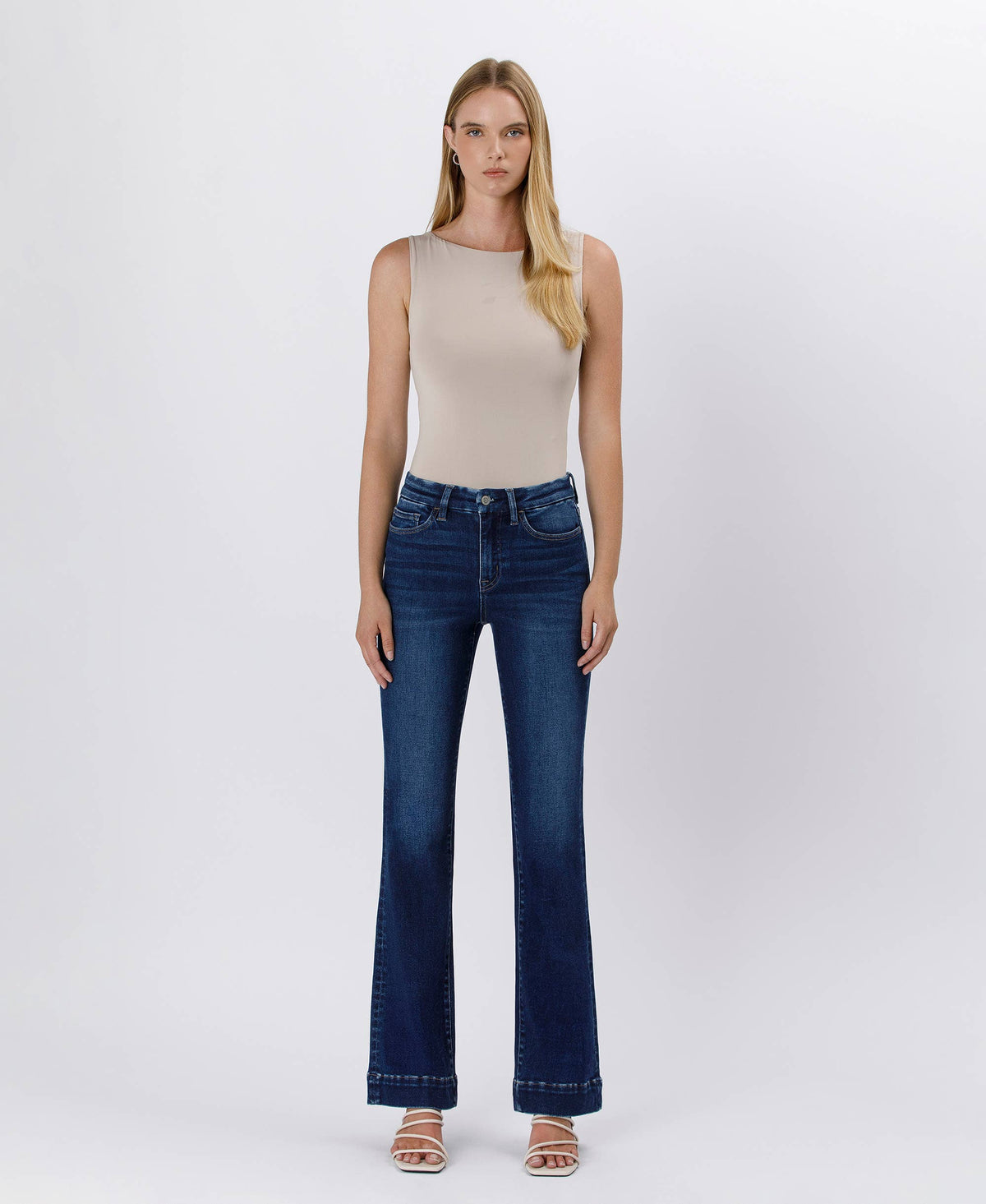 High Rise Trouser Hem Bootcut Jeans