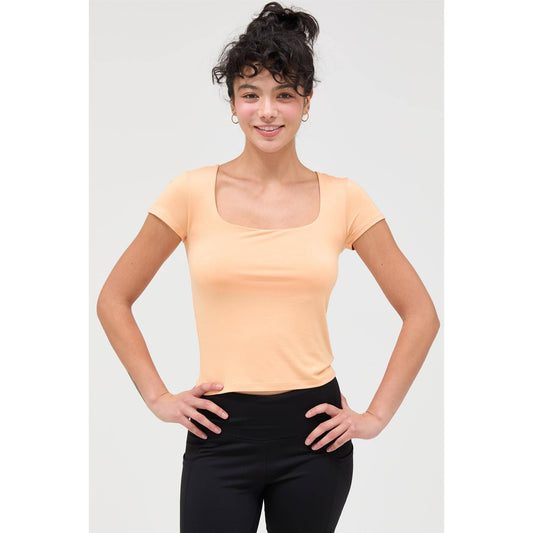 Square Neck Cap Sleeve Top