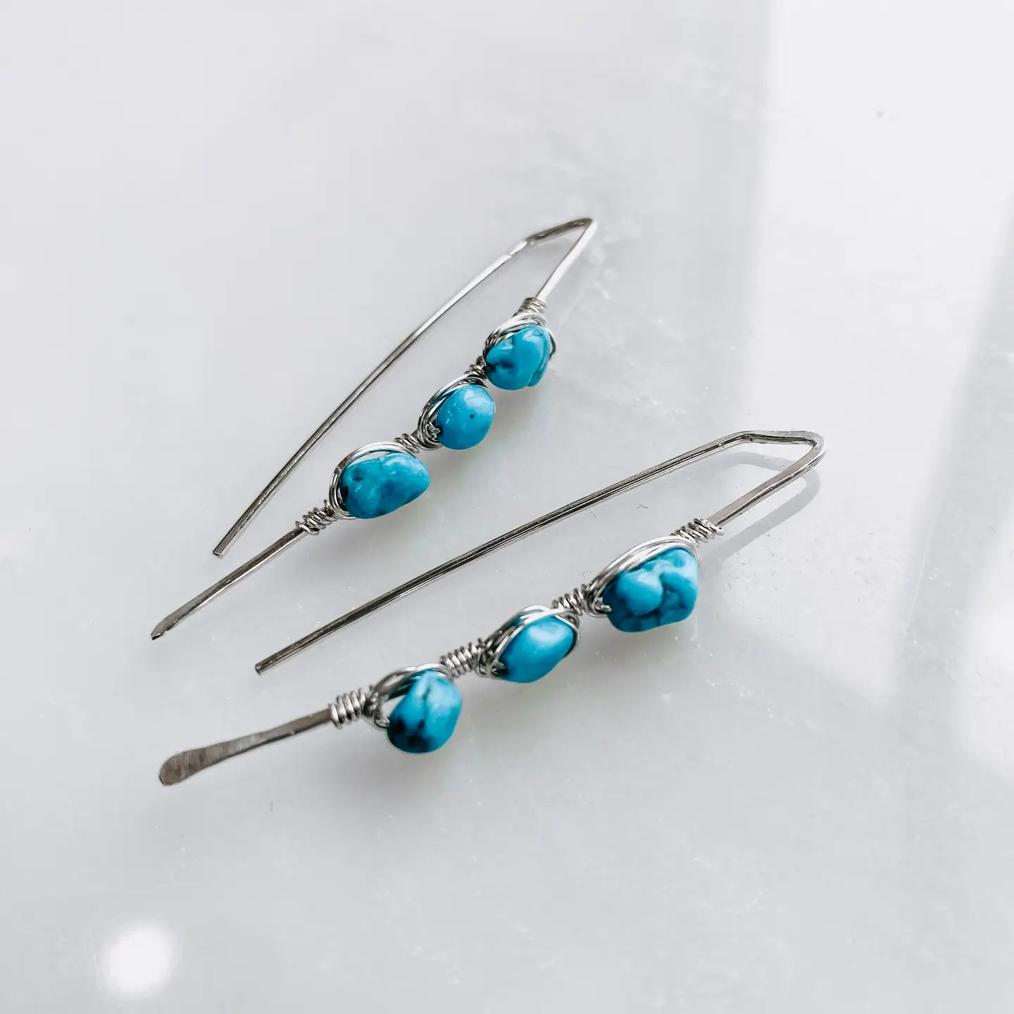 Pacific Threader Earrings with Kingman Turquoise