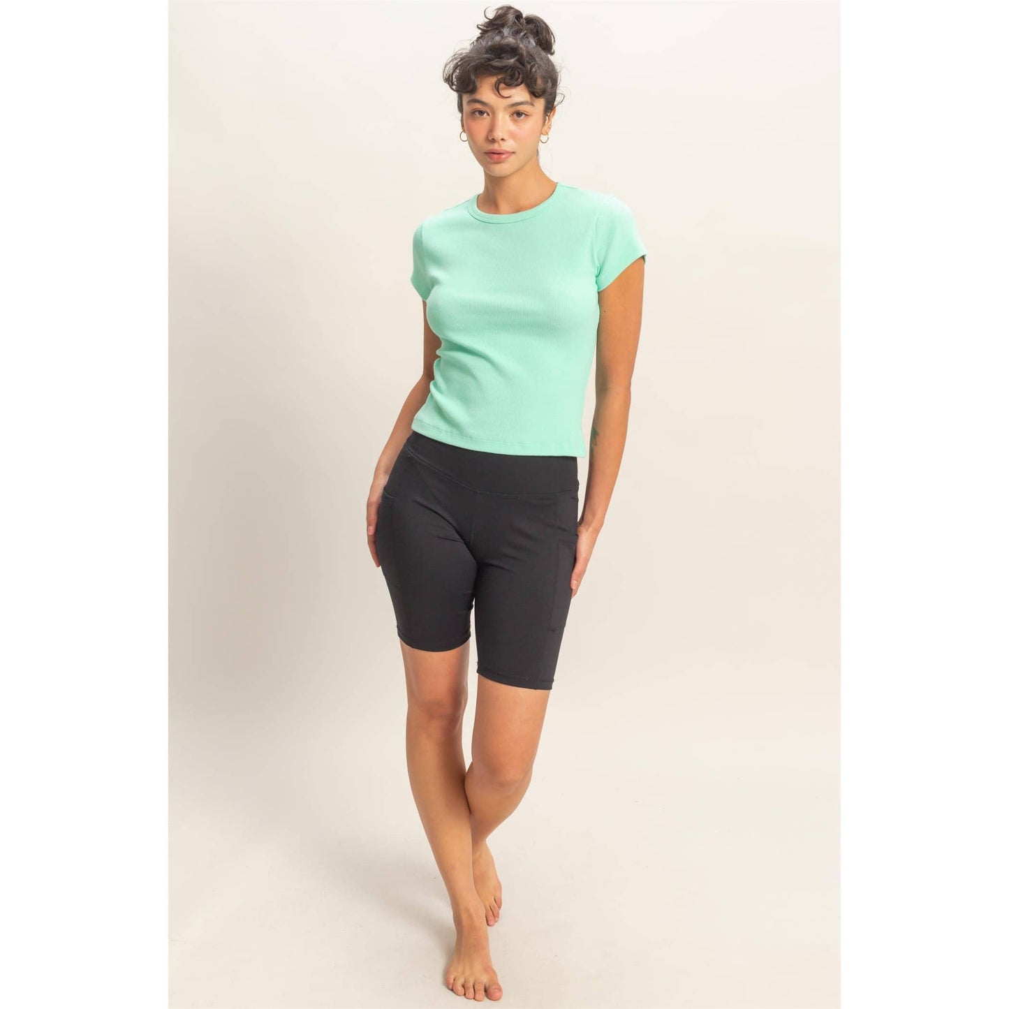 Basic Ribbed Short Sleeve Top