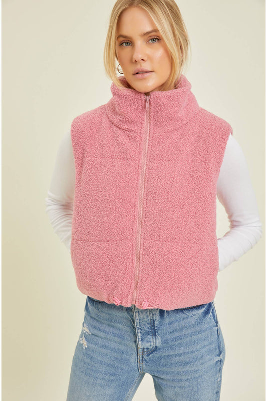Pink Sherpa Vest