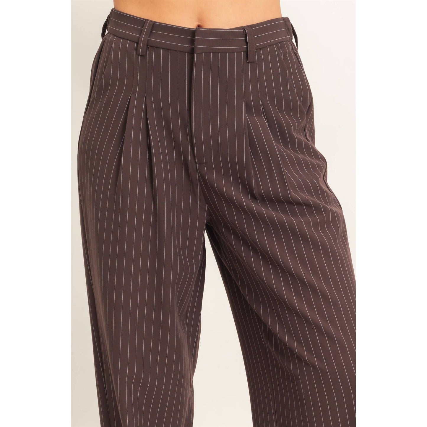 Pinstripe Wide-Leg Trousers