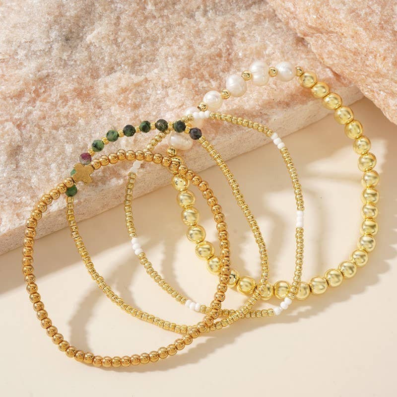 Stone & Pearl Stretch Bracelet