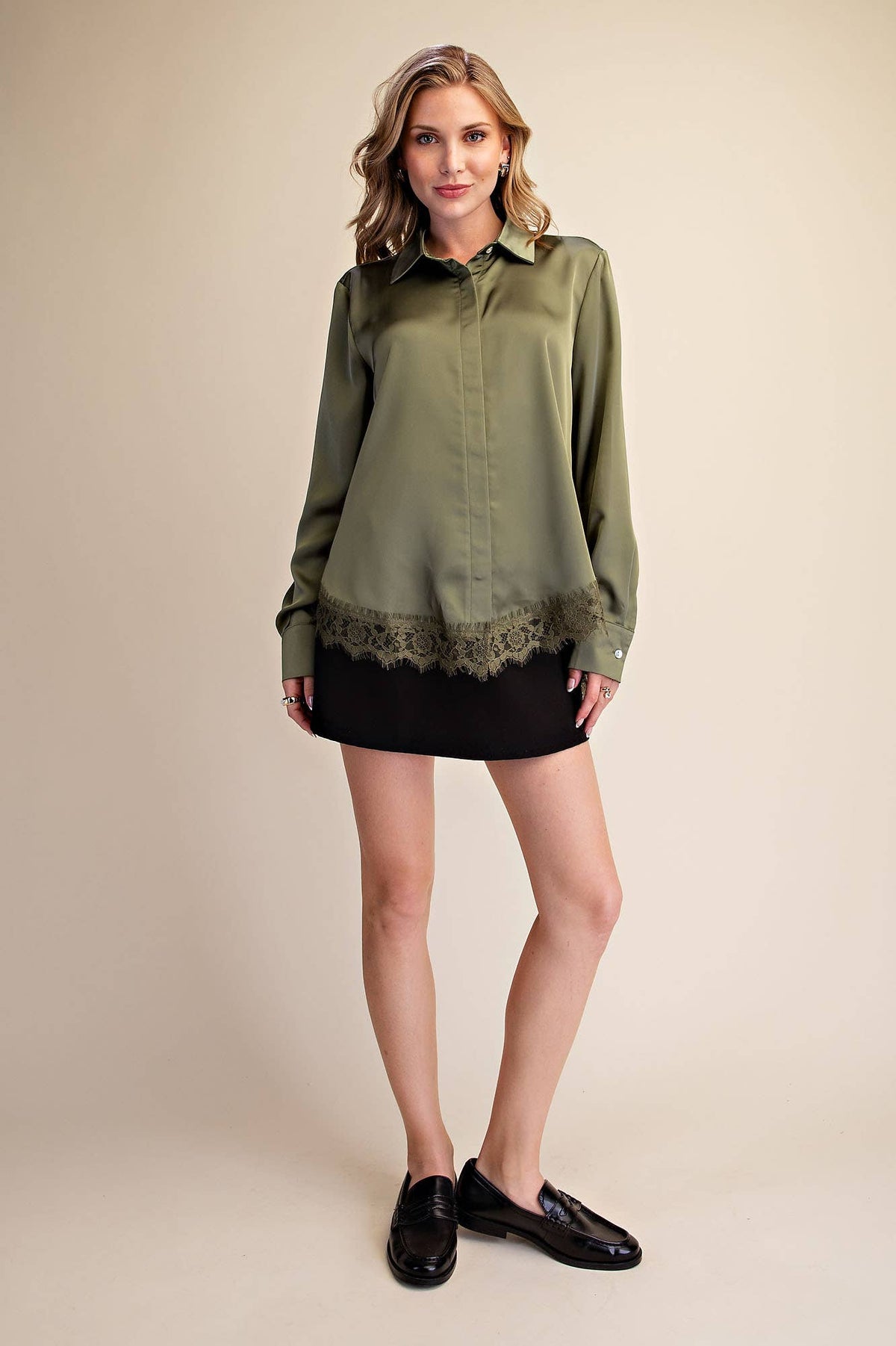 Lace Satin Effect Shirt