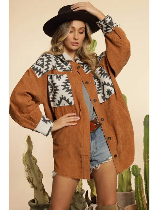 Corduroy Aztec Contrast Jacket