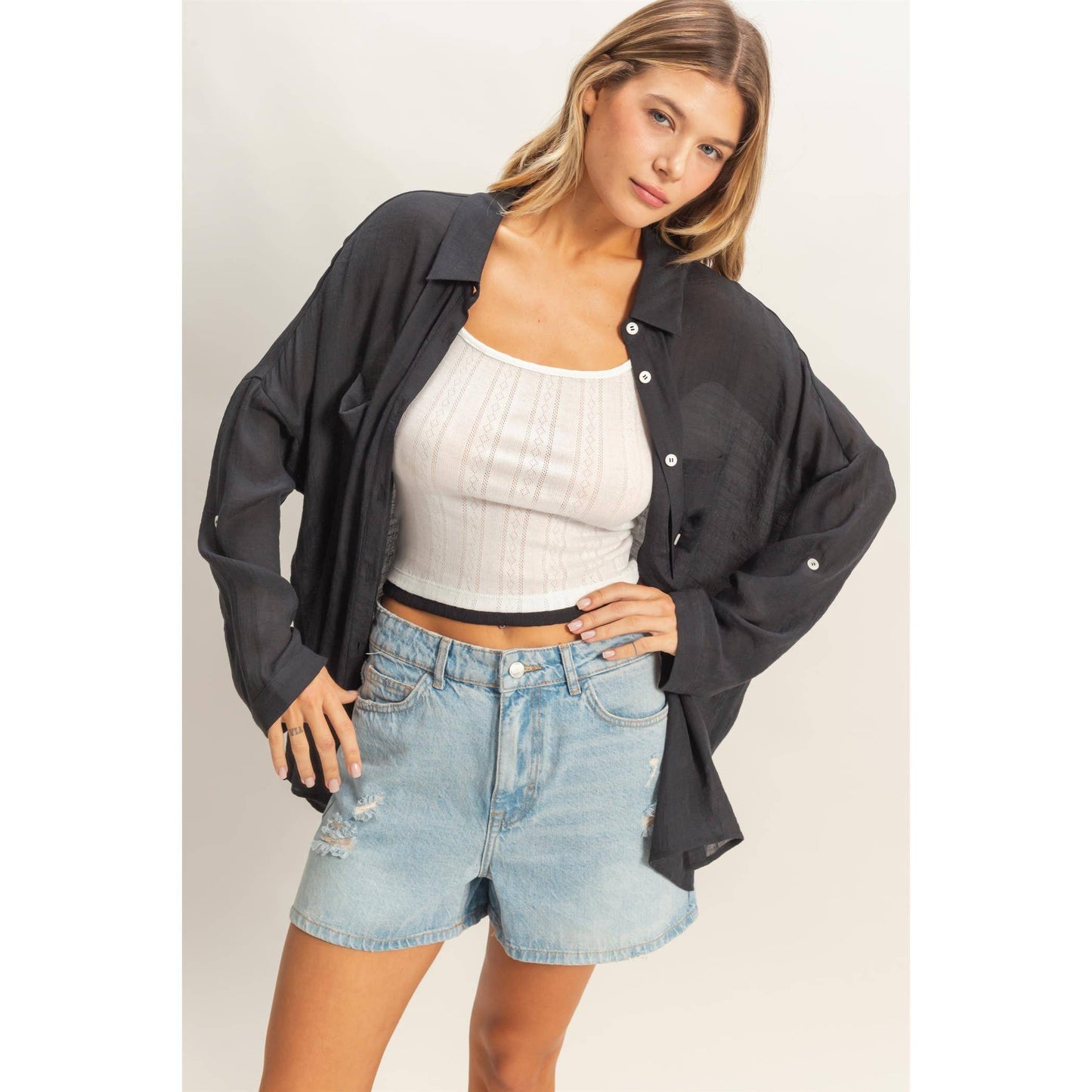 Lightweight Button-Down Blouse