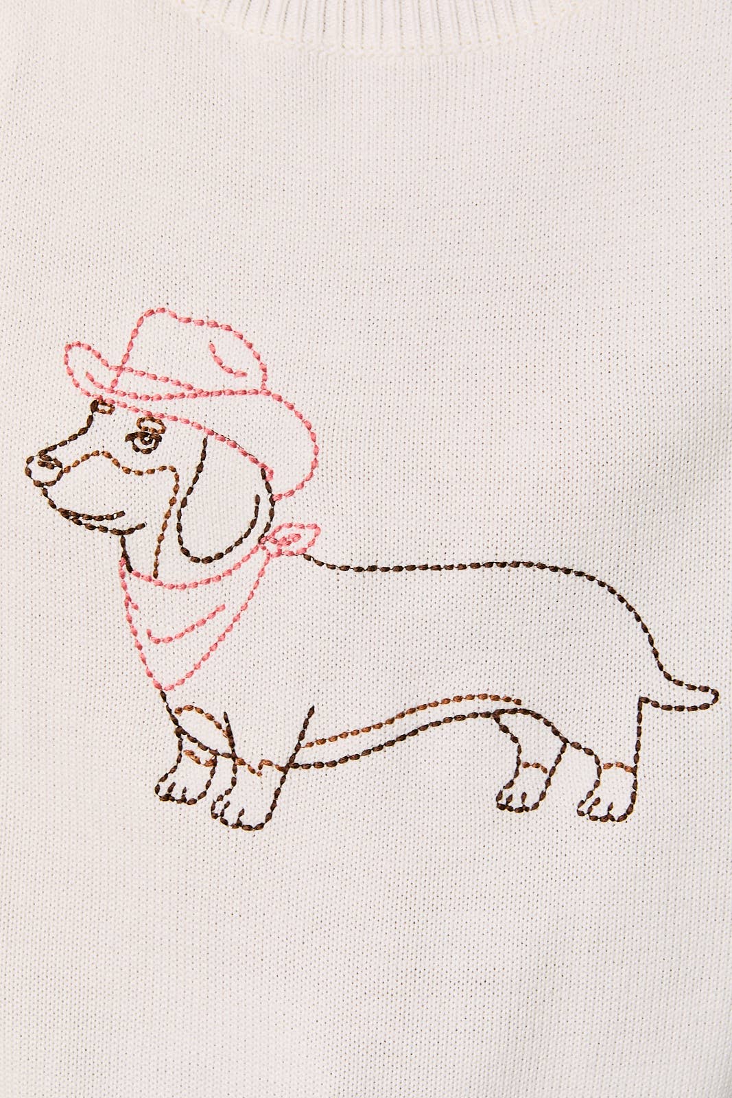 Raglan Long Sleeve "Cowboy Dog" Graphic Stitch Sweater