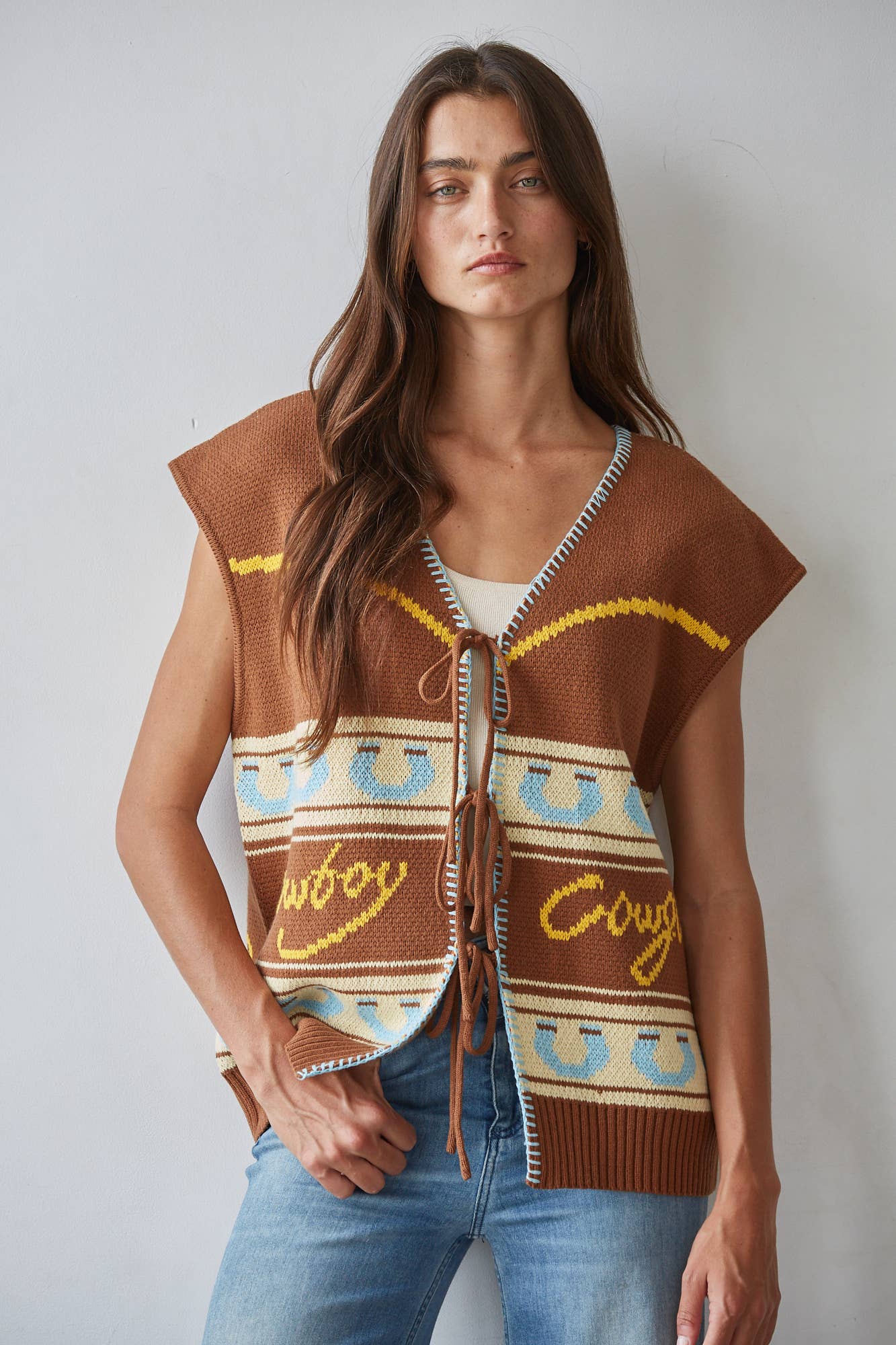 Knit Sweater V-Neck Sleeveless Vest