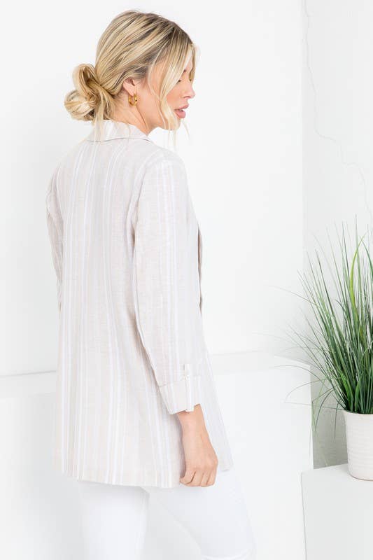 Linen Blend Stripe Blazer