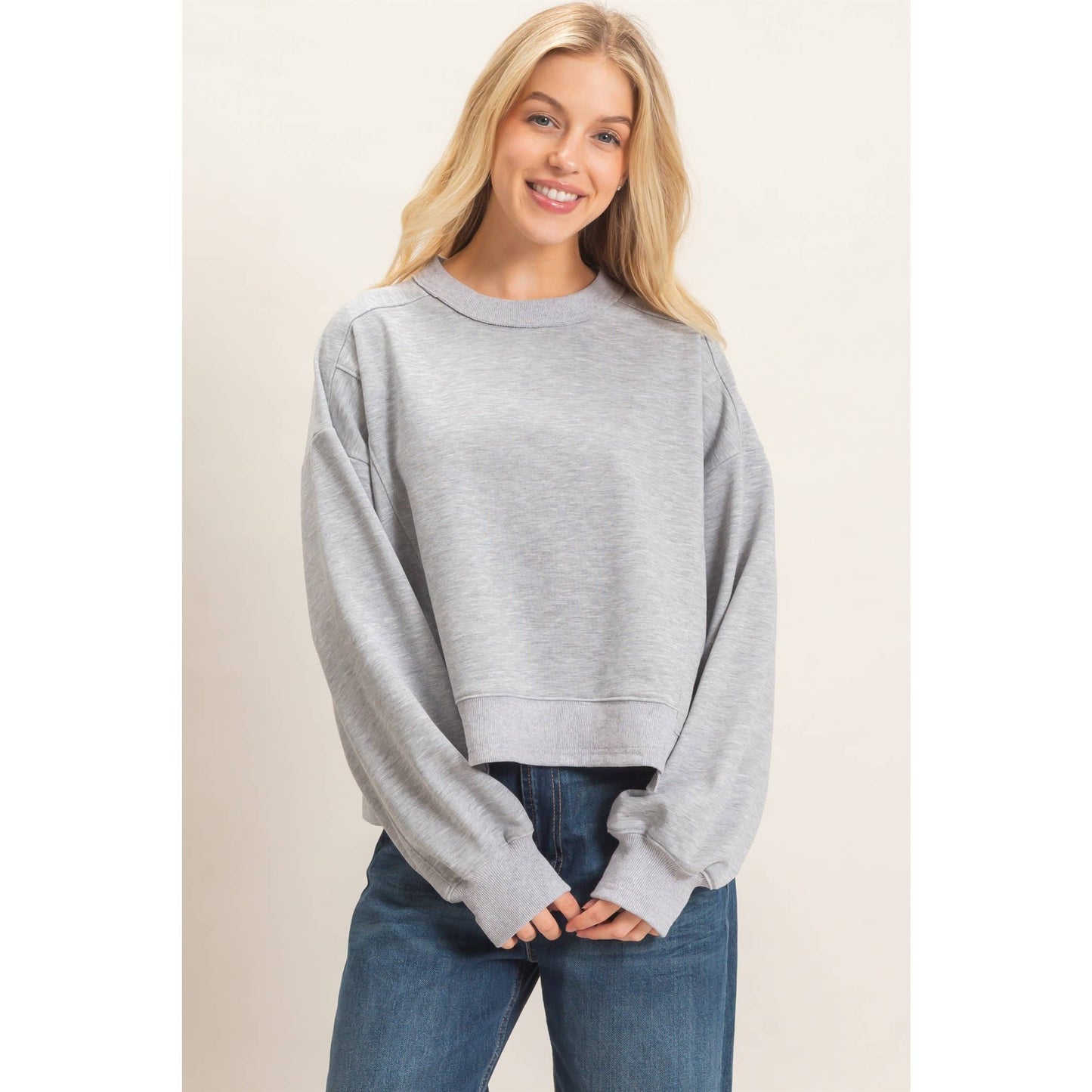 Ribbed Crew Neck Sweatshirt