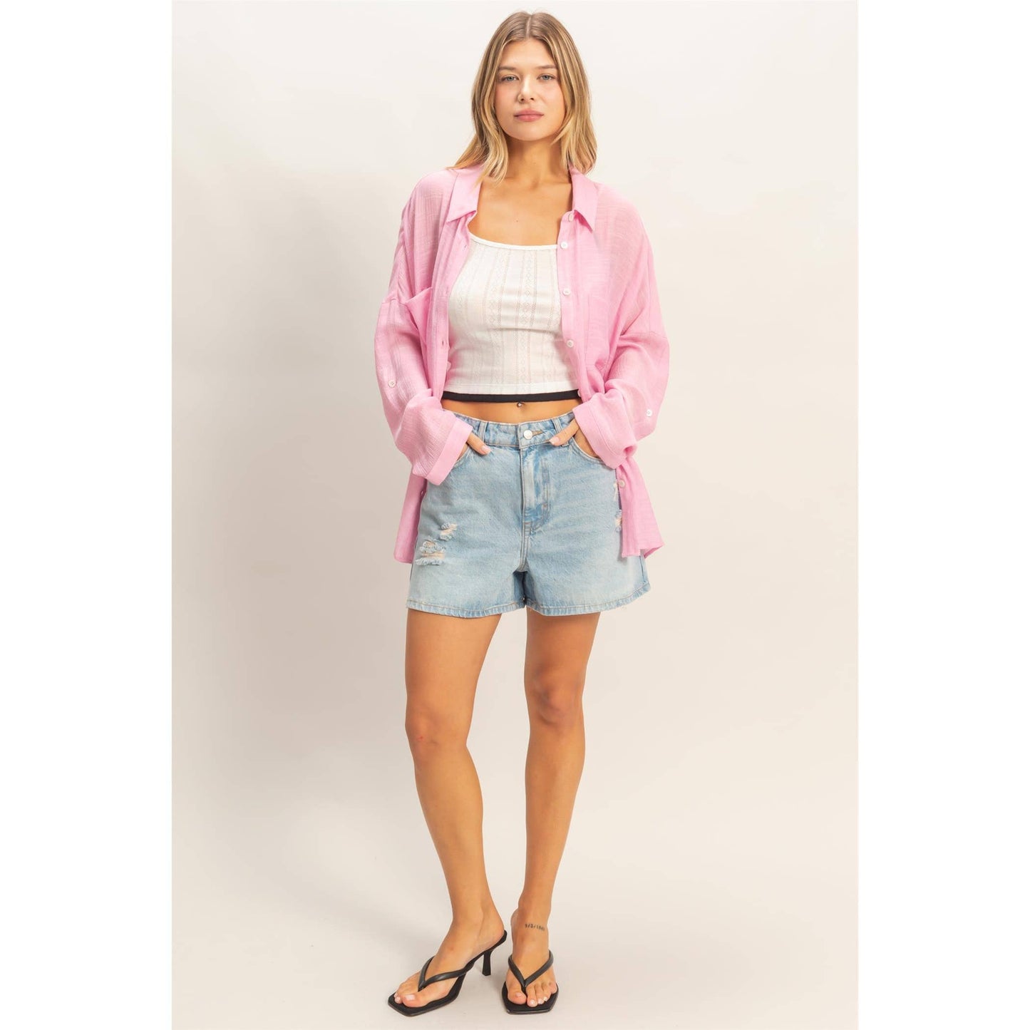 Lightweight Button-Down Blouse