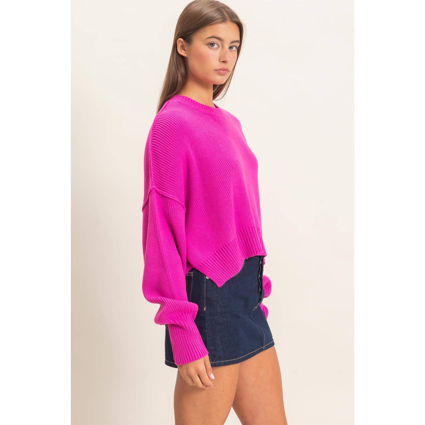 Ribbed Drop Shoulder Sweater
