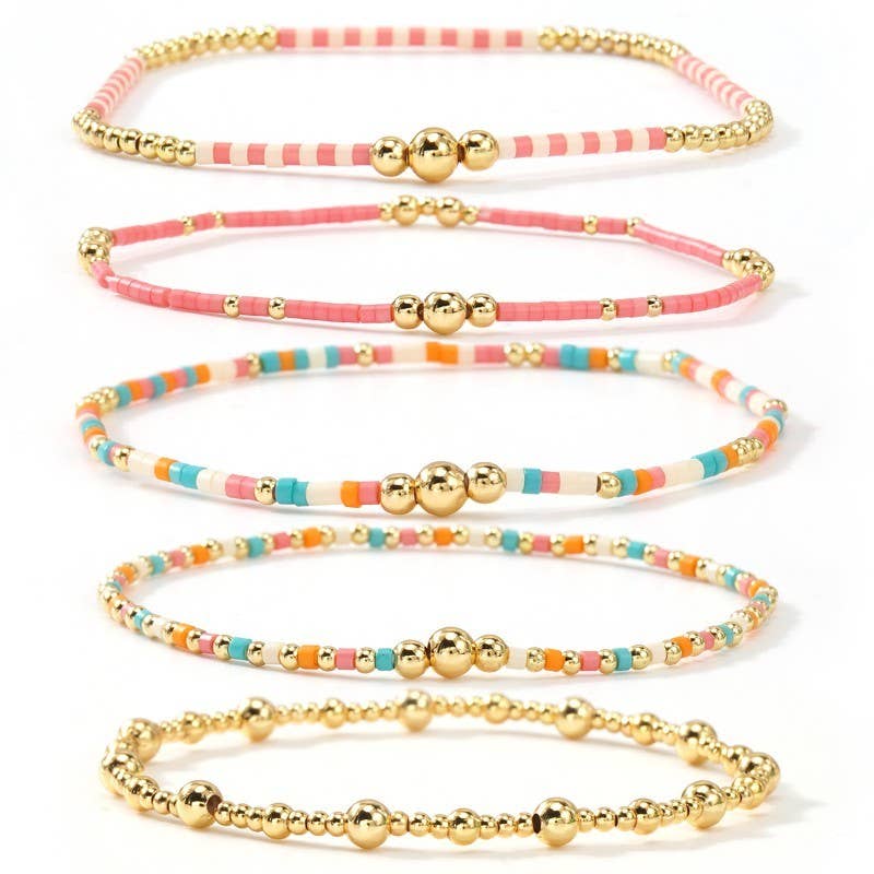 Multi Color Beaded Bracelet Set
