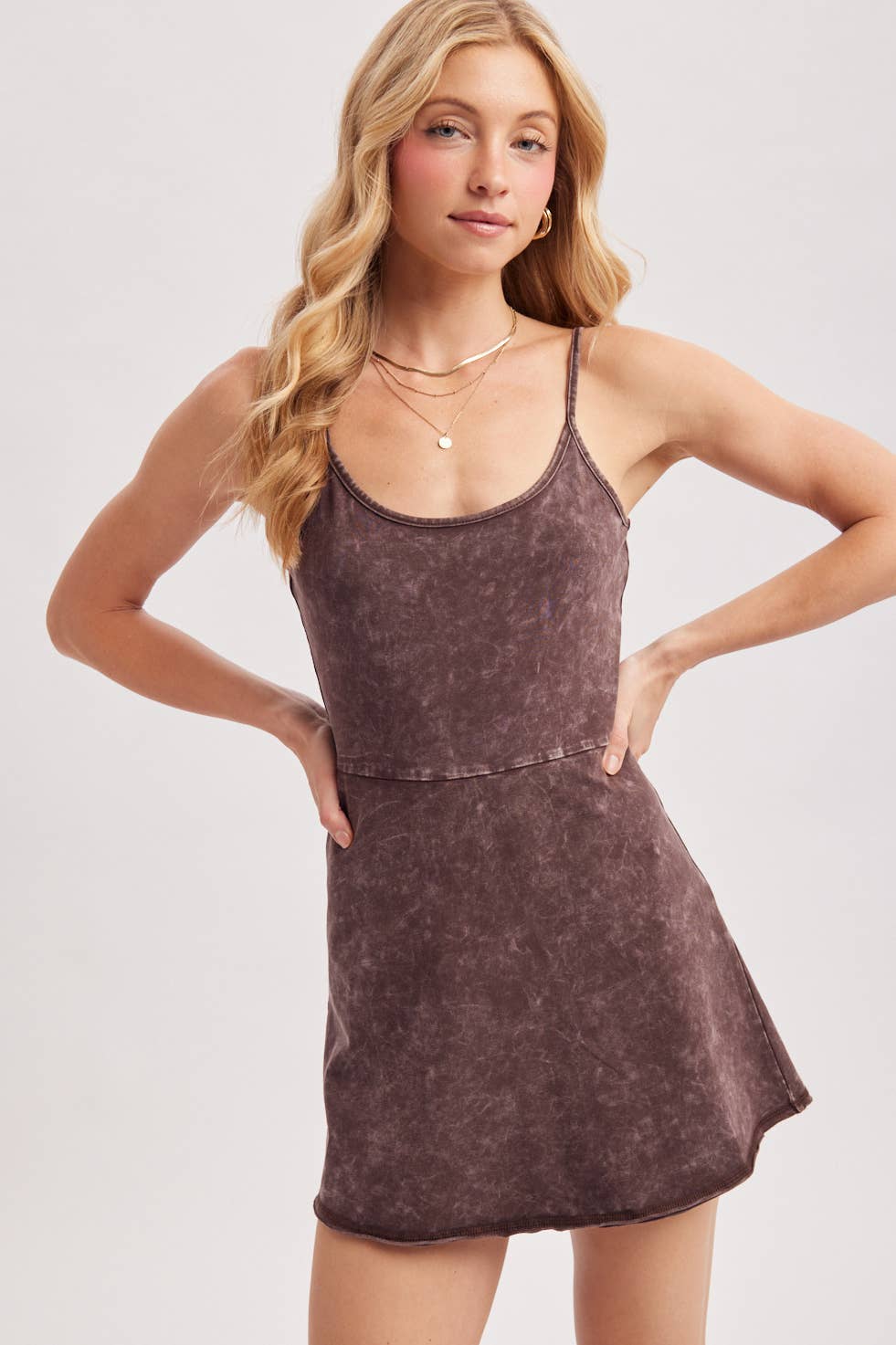 Mineral Washed Romper Dress