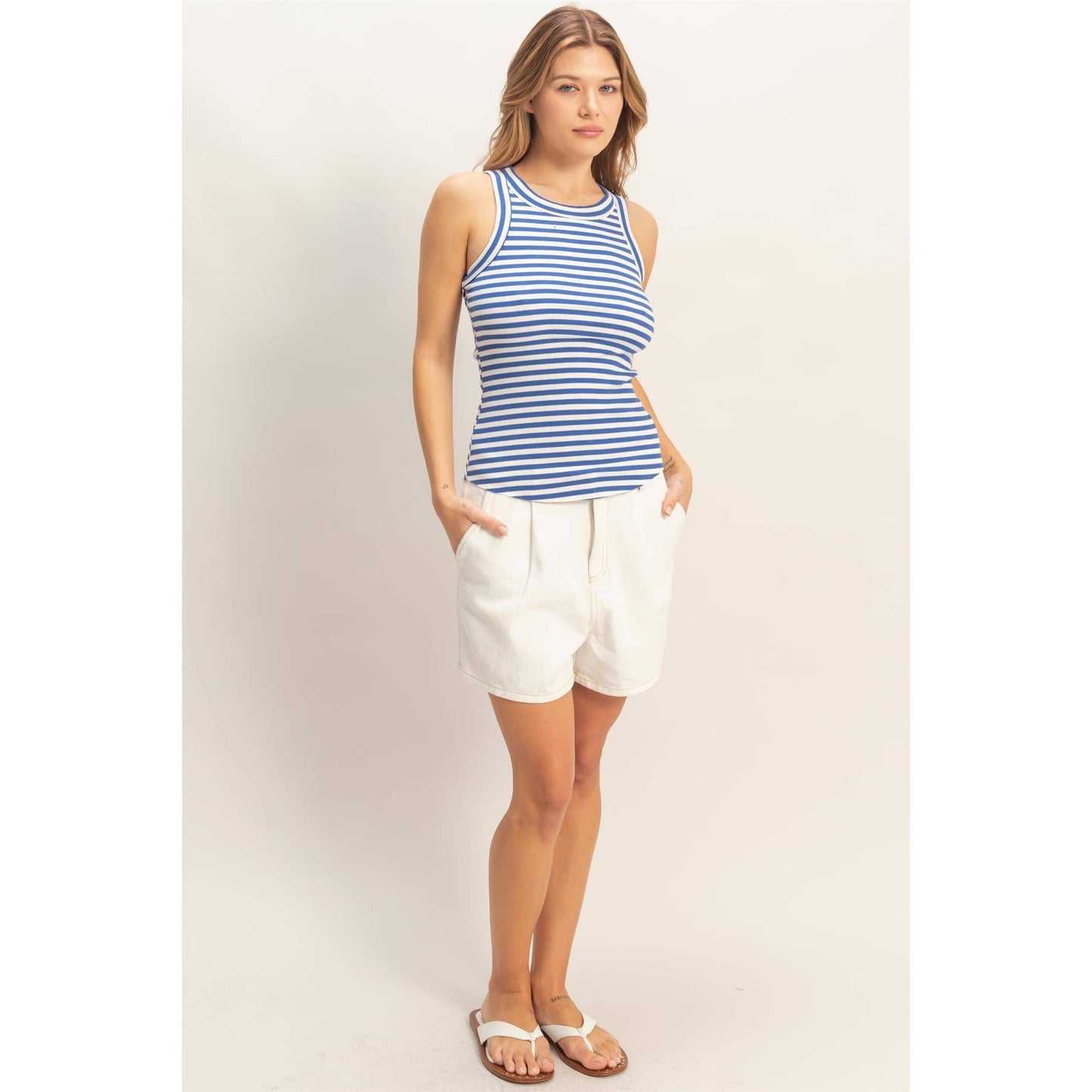 Striped Ribbed Racerback Tank