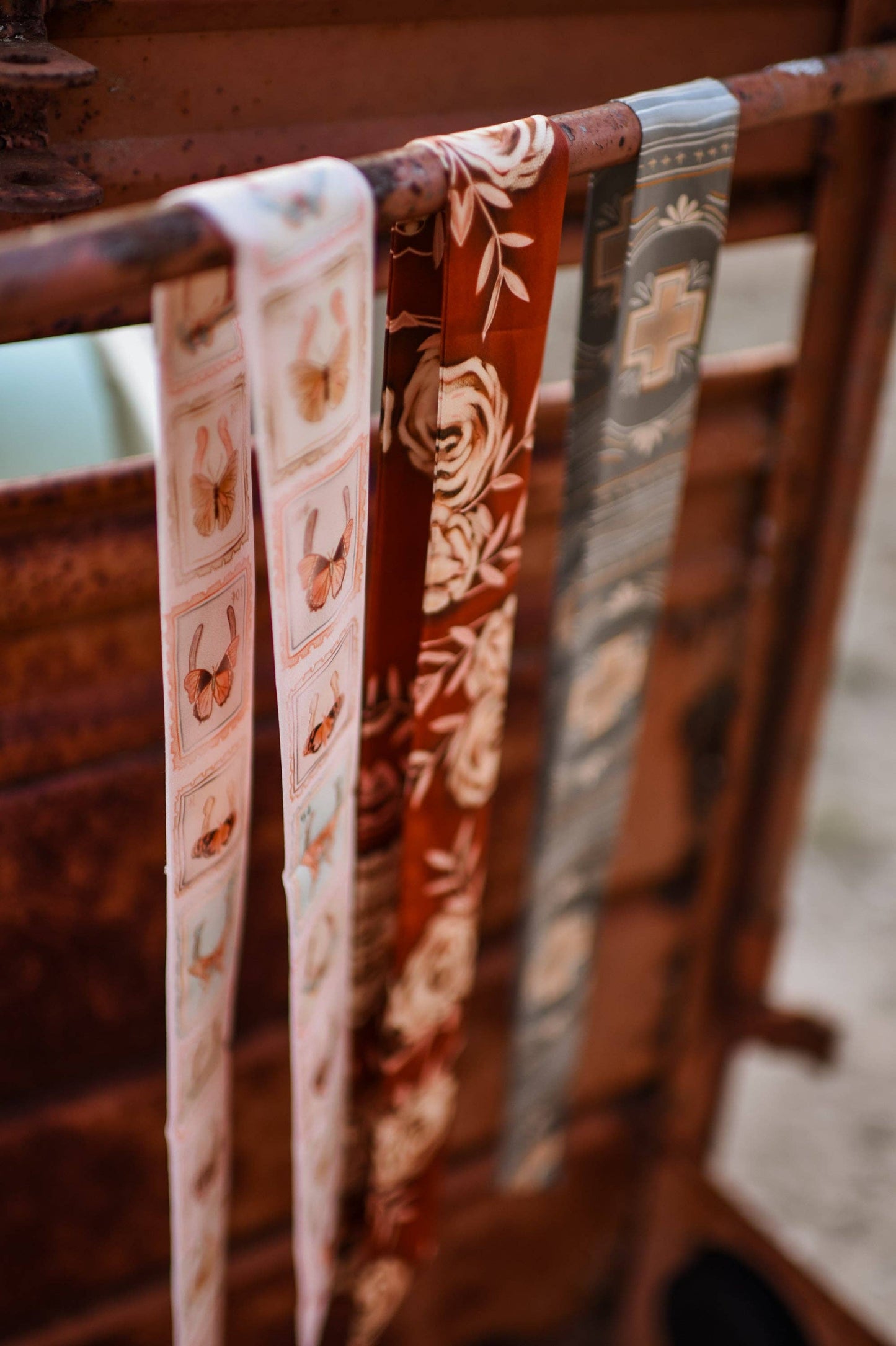 Rustic Wild Roses in Oxblood Western Silk Twilly Scarf