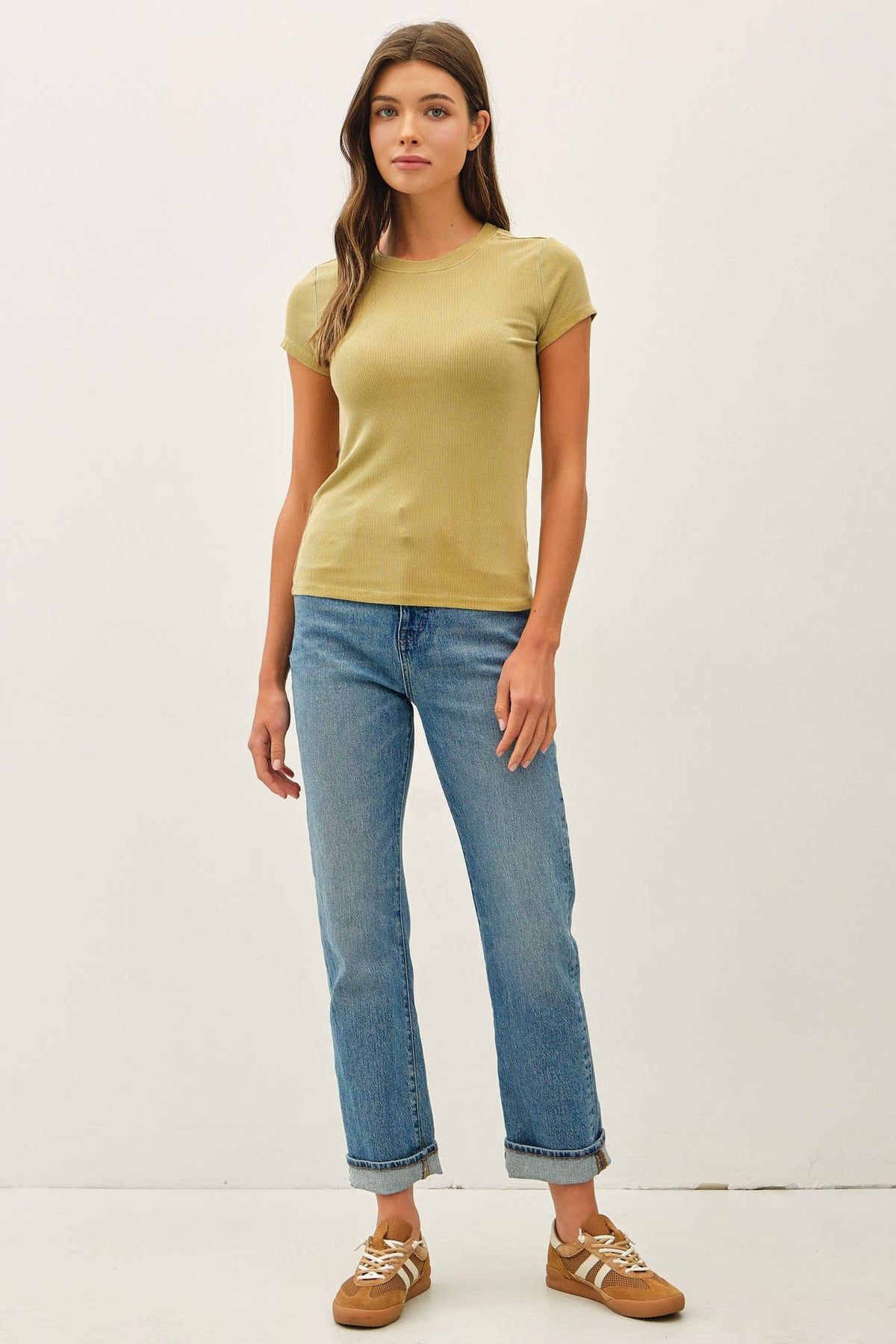 Ribbed Crew Neck Top