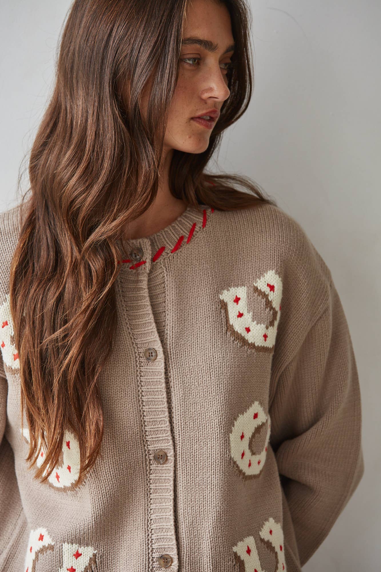 Knit Sweater Horseshoe Cardigan