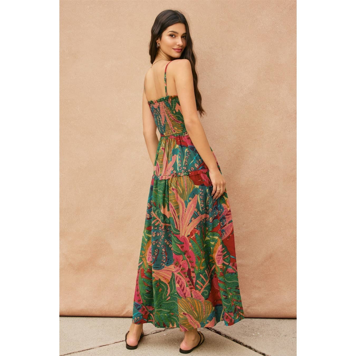 Drawing Dream Cutout Smocked Maxi Dress