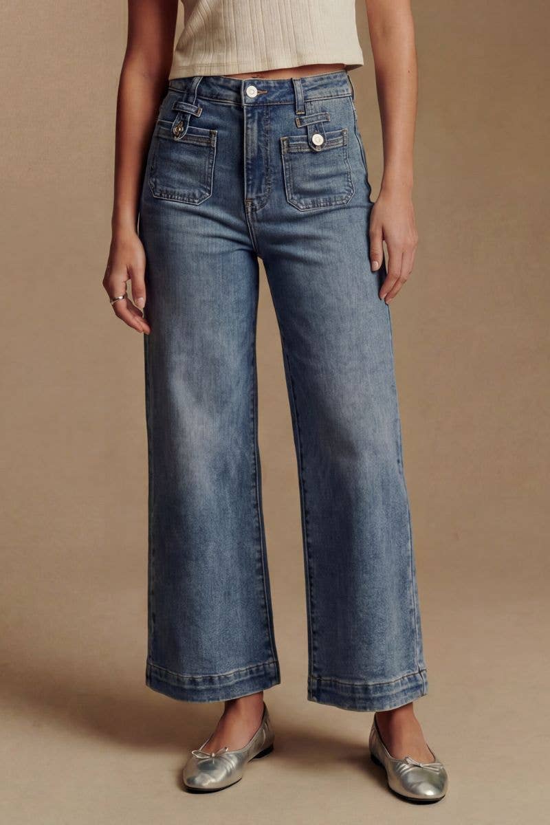 Tummy Control Crop Palazzo Denim