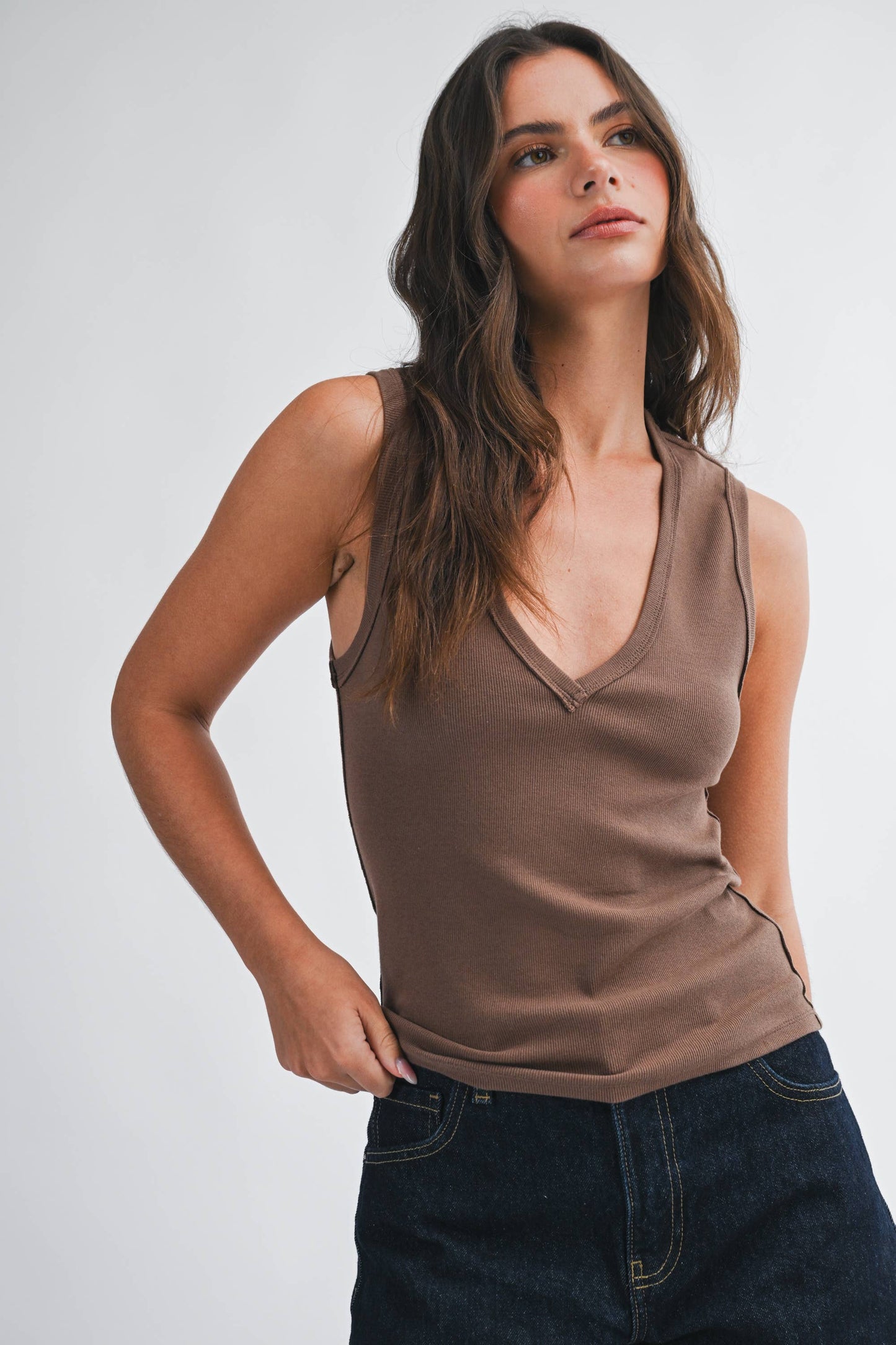 Ribbed V-Neck Tank Top