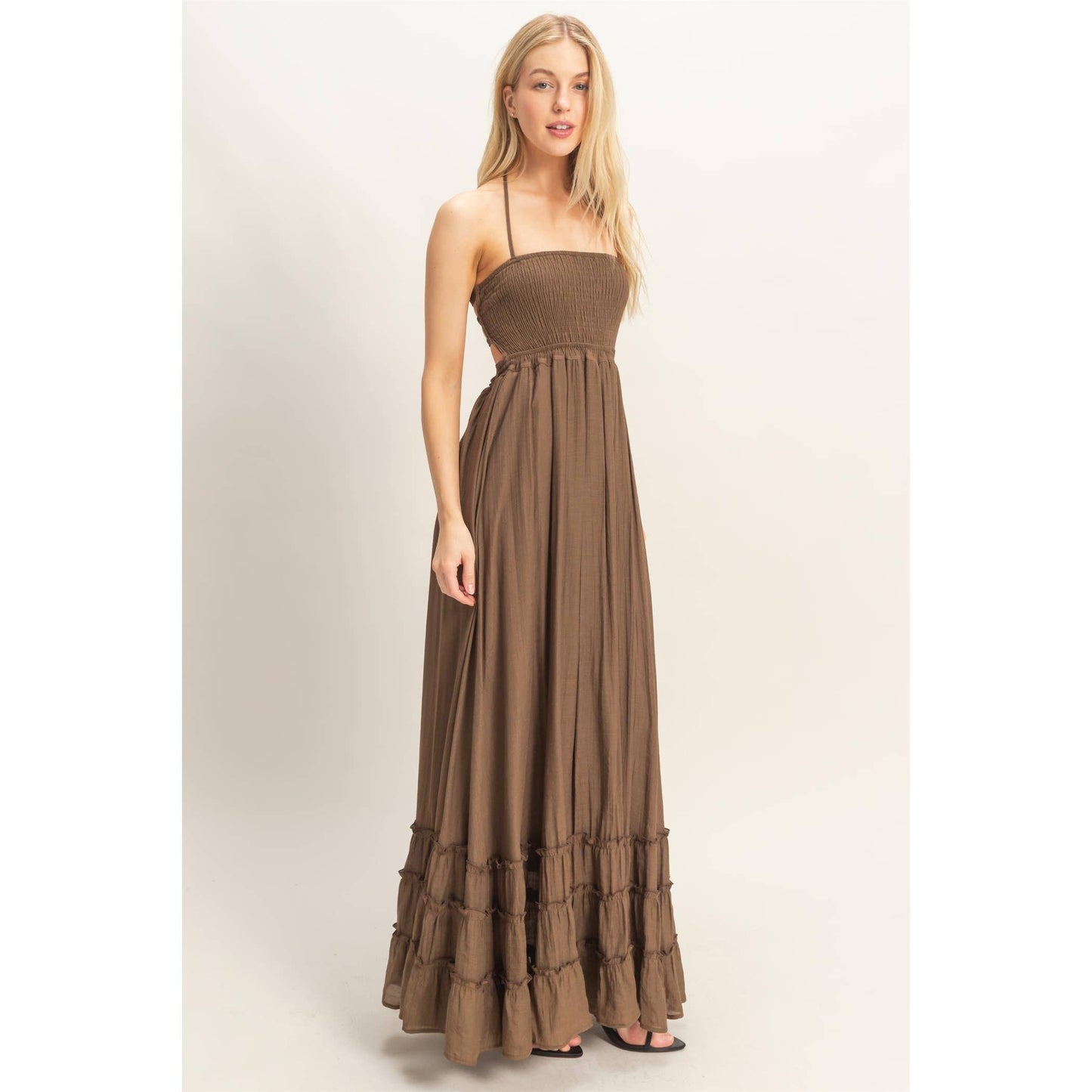 Smocked Halter Maxi Dress