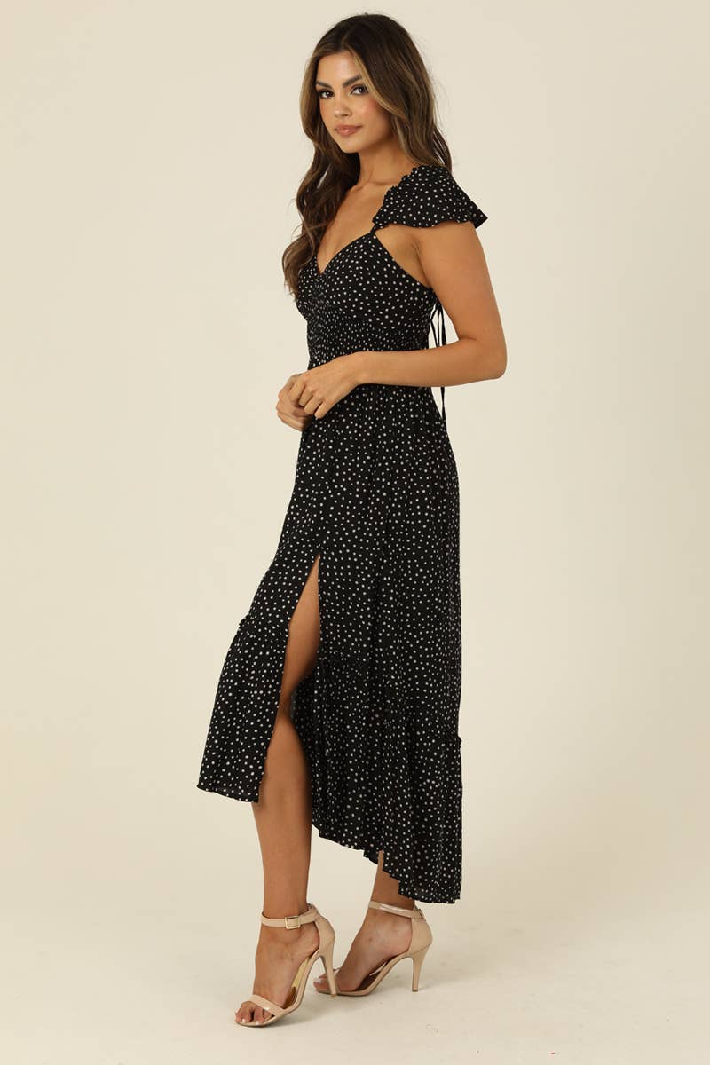 V Neck Mid Length Dress