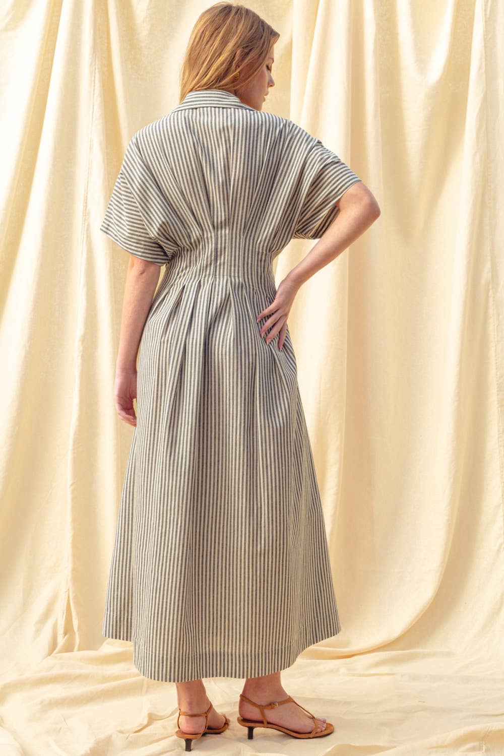 Striped Button Down Shirt Dress
