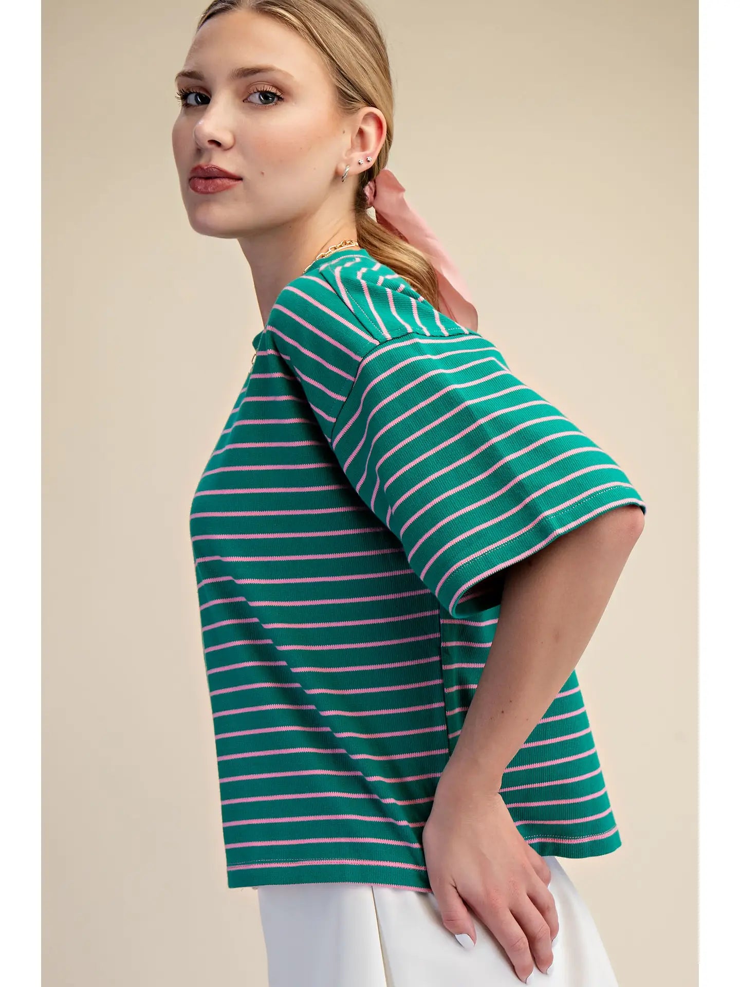 Wide Sleeve Stripe Top