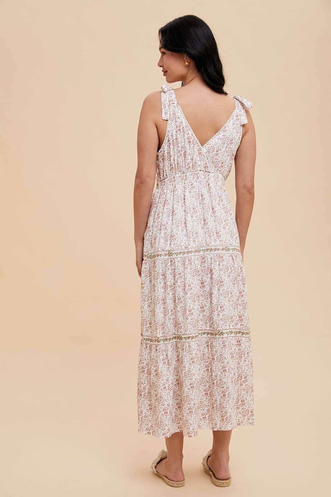 Tiered Tie Strap Midi Dress