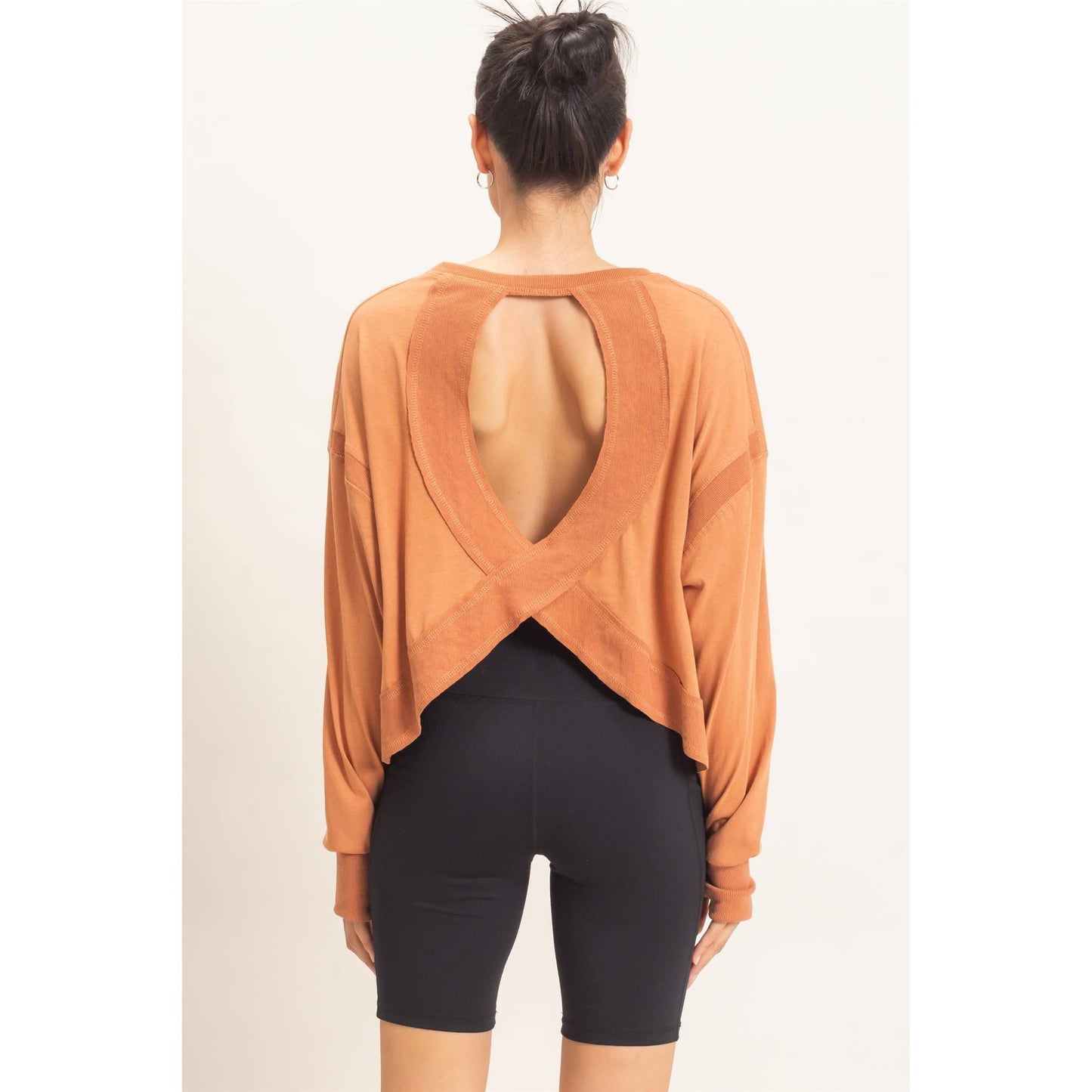 Open Back Crew Neck Top