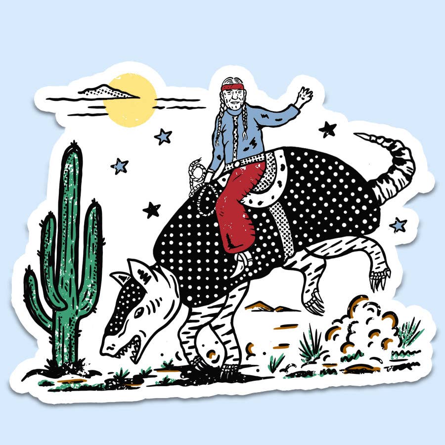 Armadillo Cowboy Sticker Decal