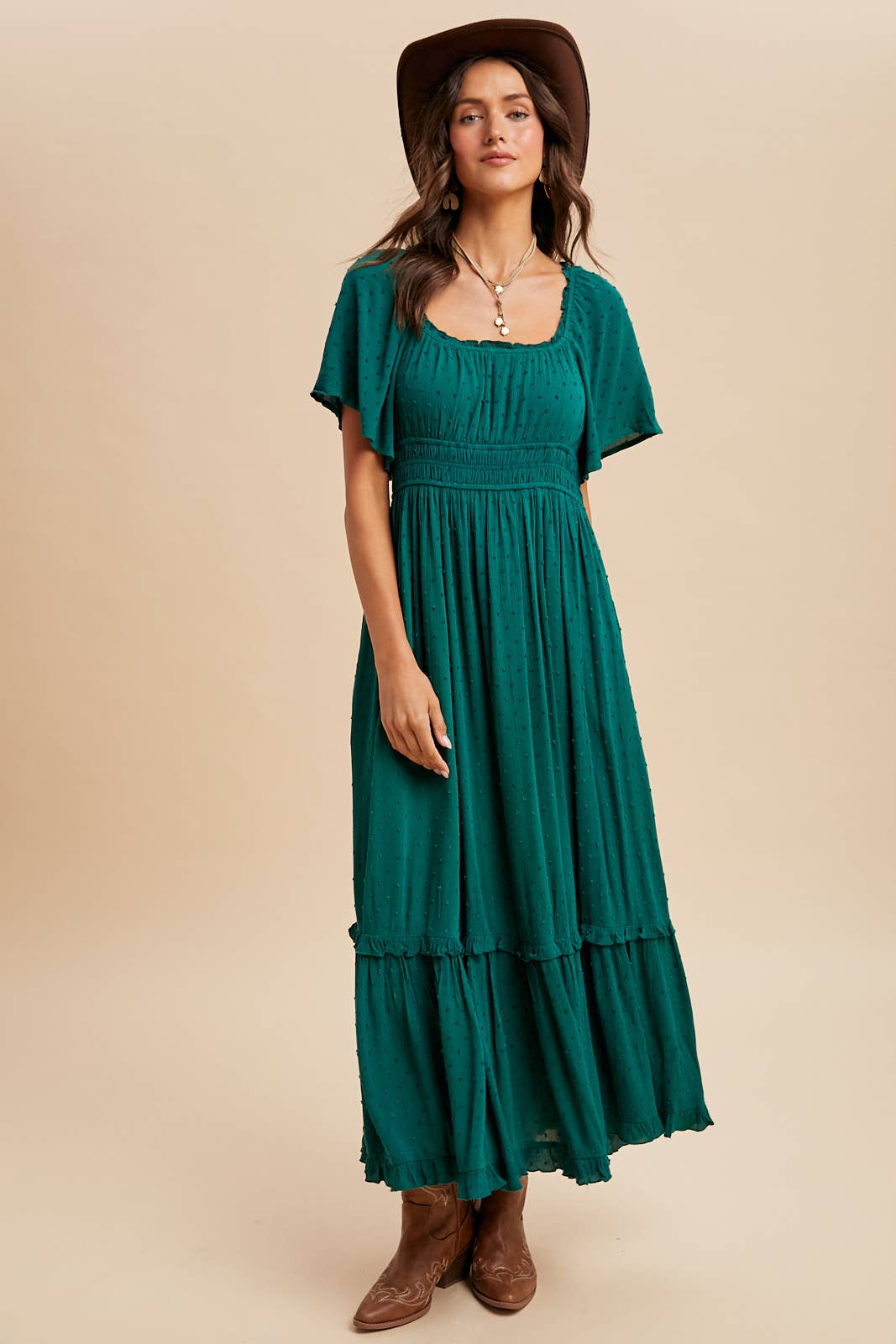 Dot Flutter Sleeve Maxi