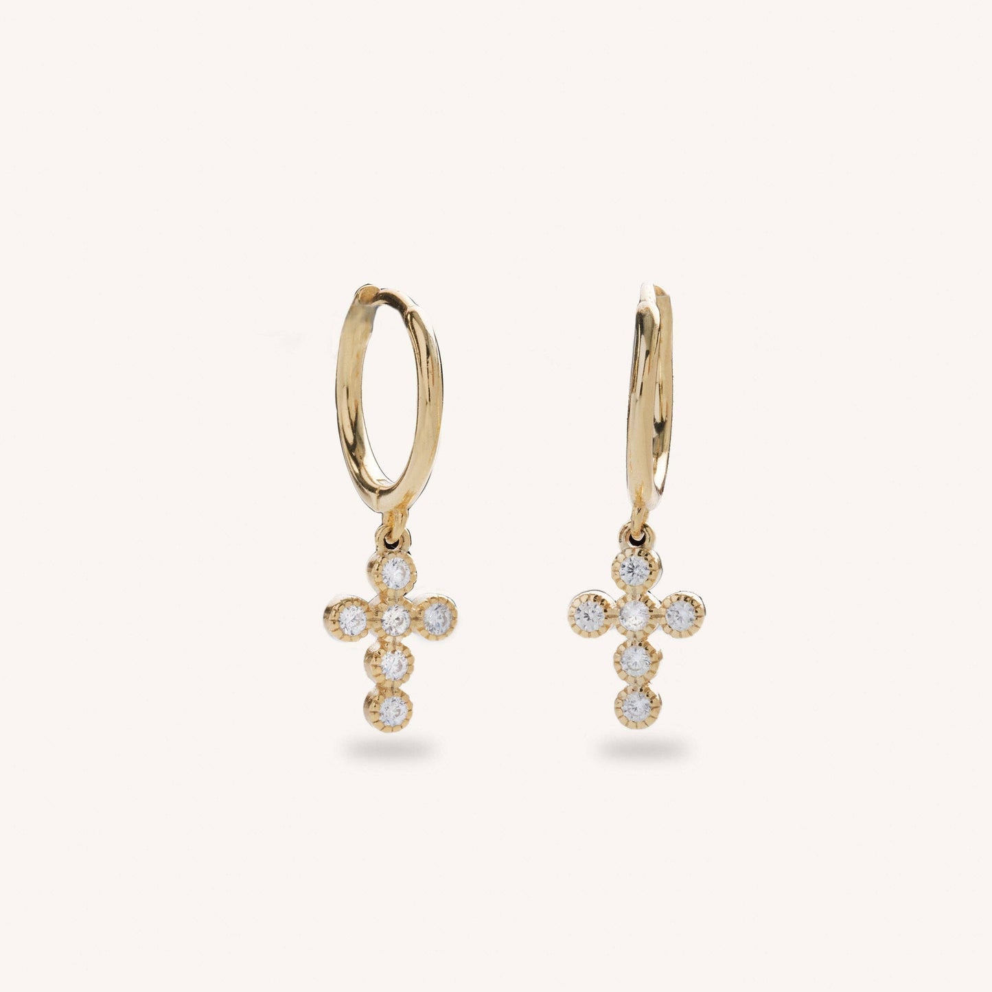 Crystal Cross Huggies- Gold