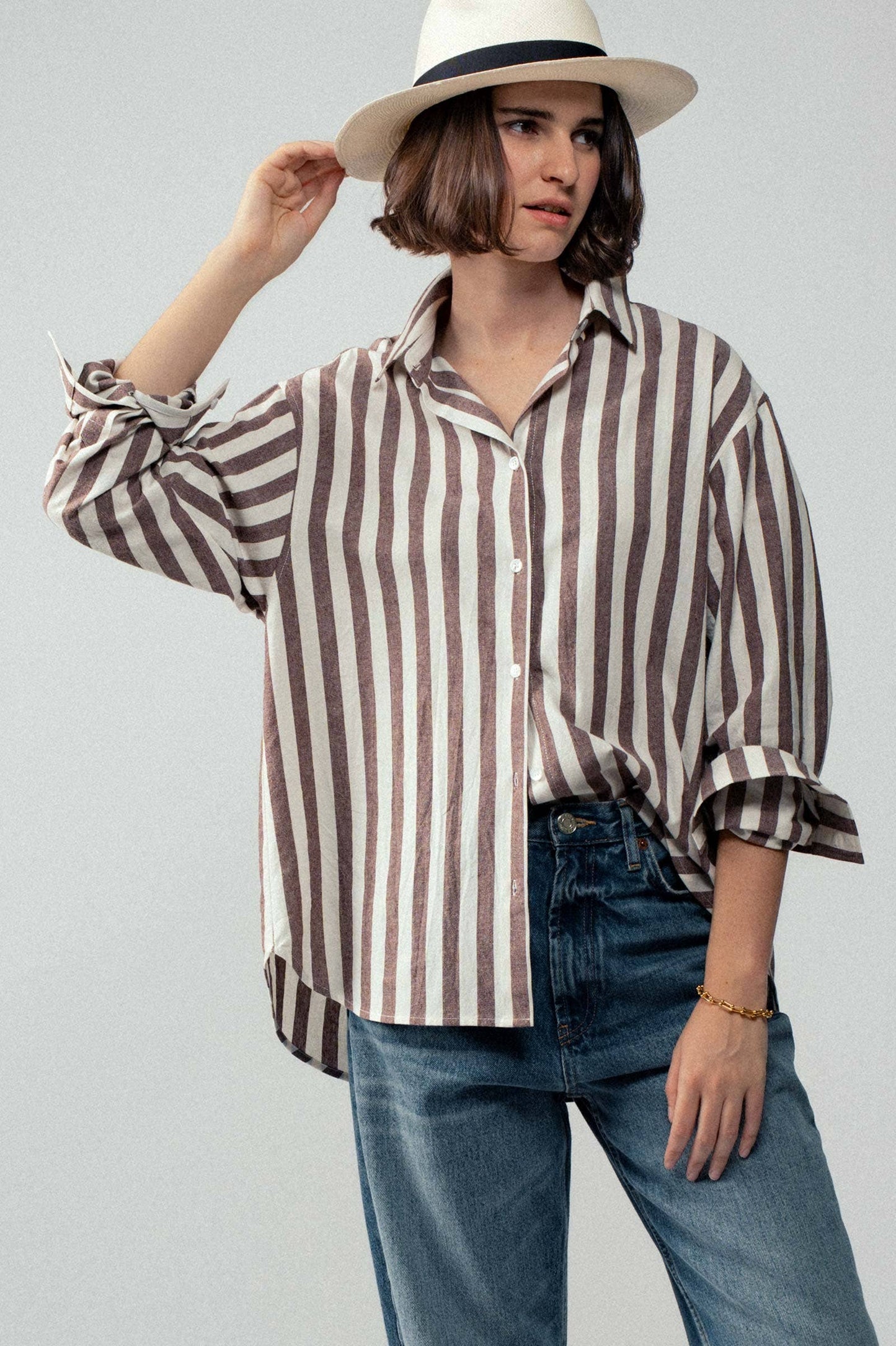 Oversized Stripe Button Down Collared Shirt