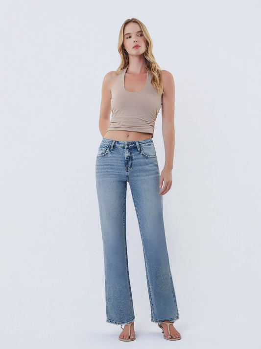 Mid Rise Slim Wide Denim Jeans
