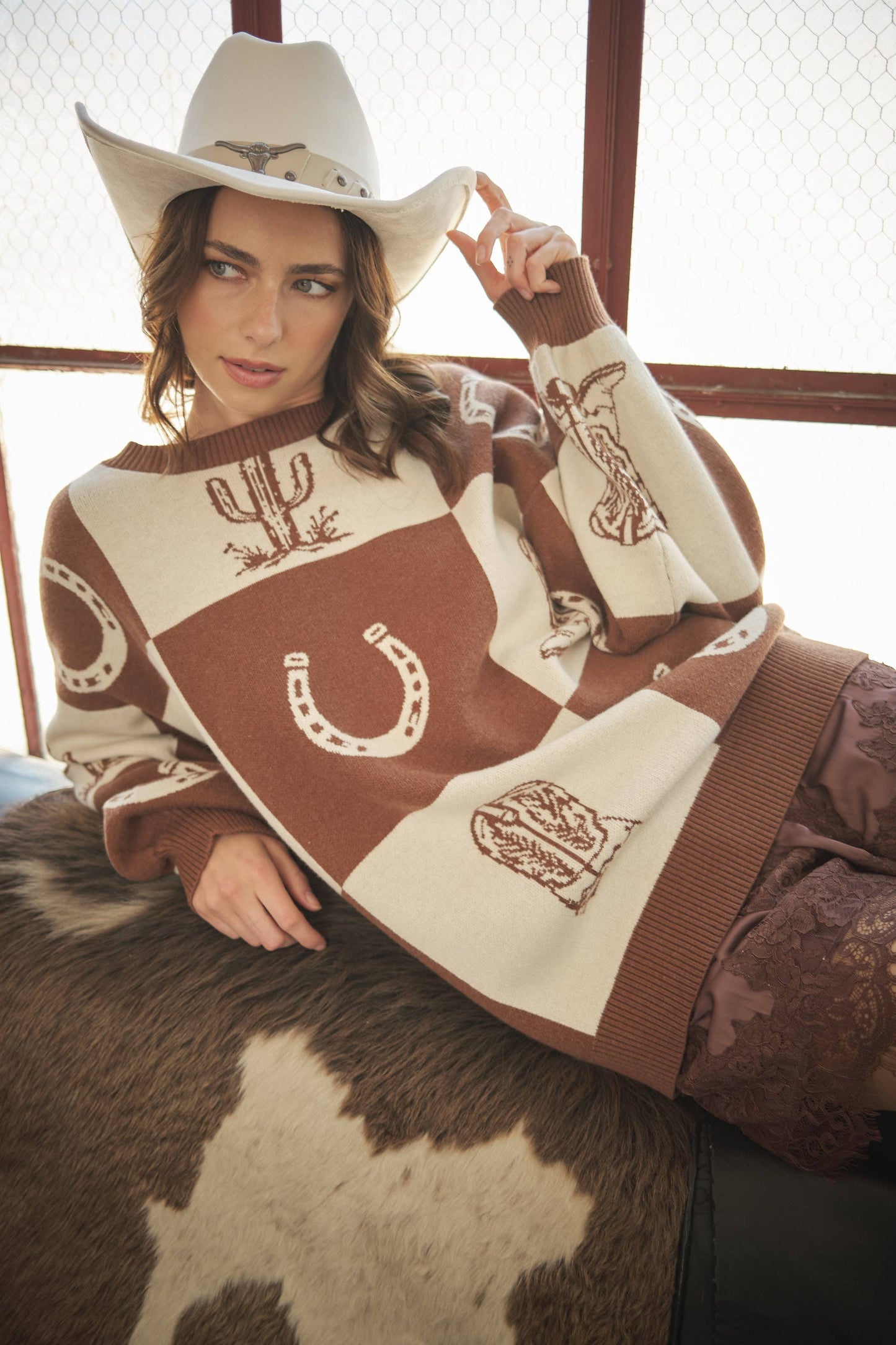 Western Graphic Oversized Sweater