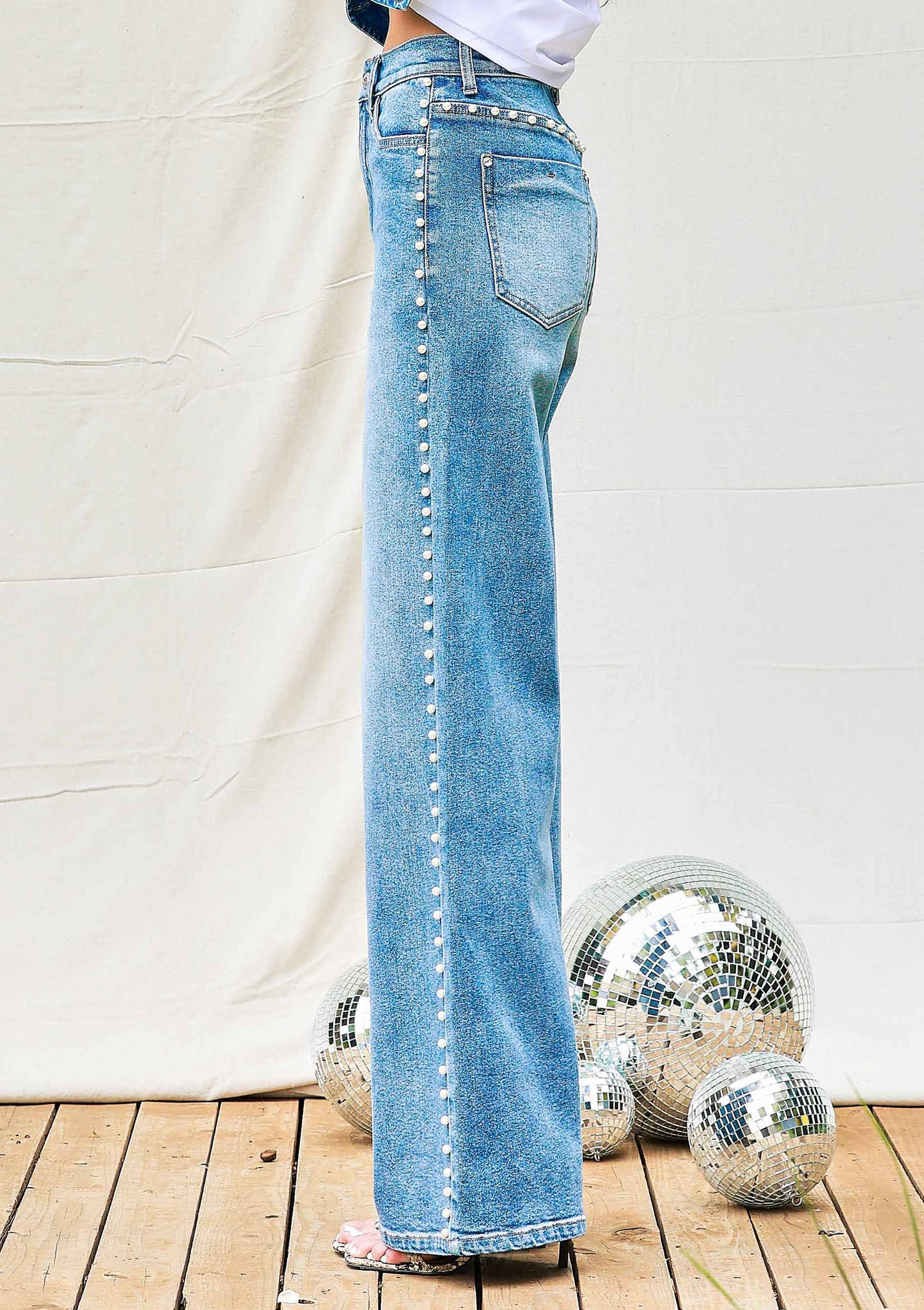 Pearl High-Rise Wide Leg Jeans