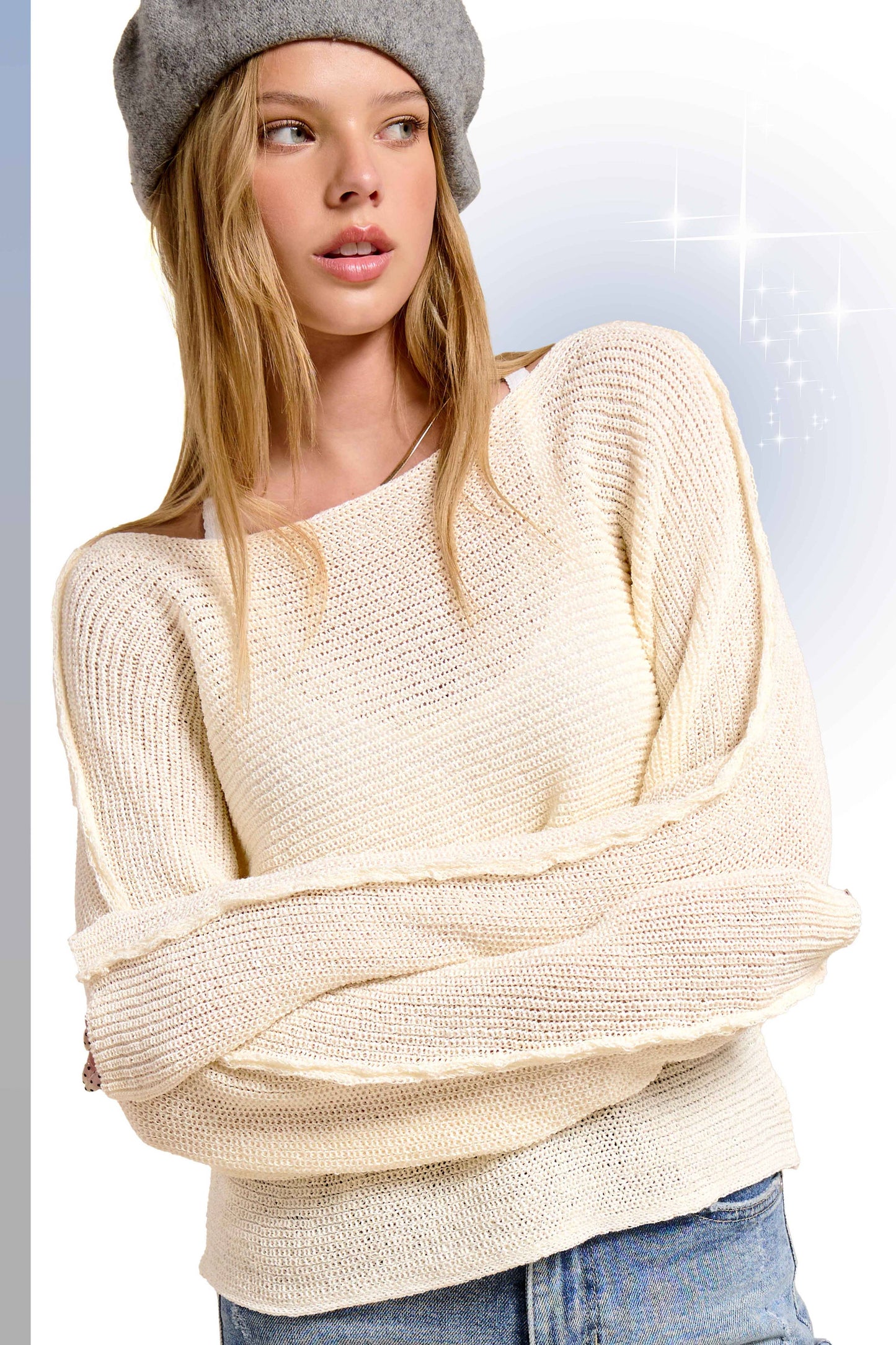 Off Shoulder Dolman Sleeve Sweater