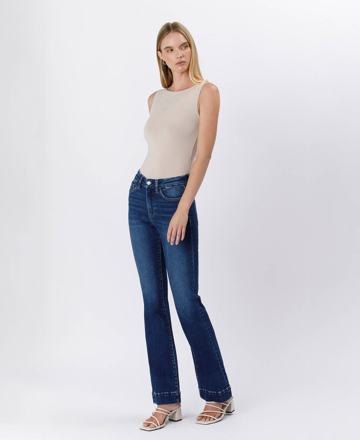 High Rise Trouser Hem Bootcut Jeans