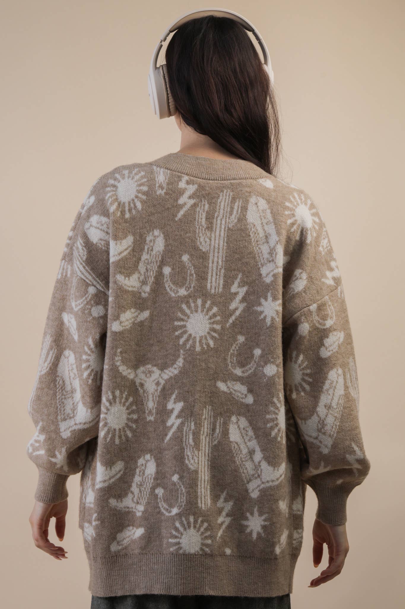 Oversized Western Knit Cardigan