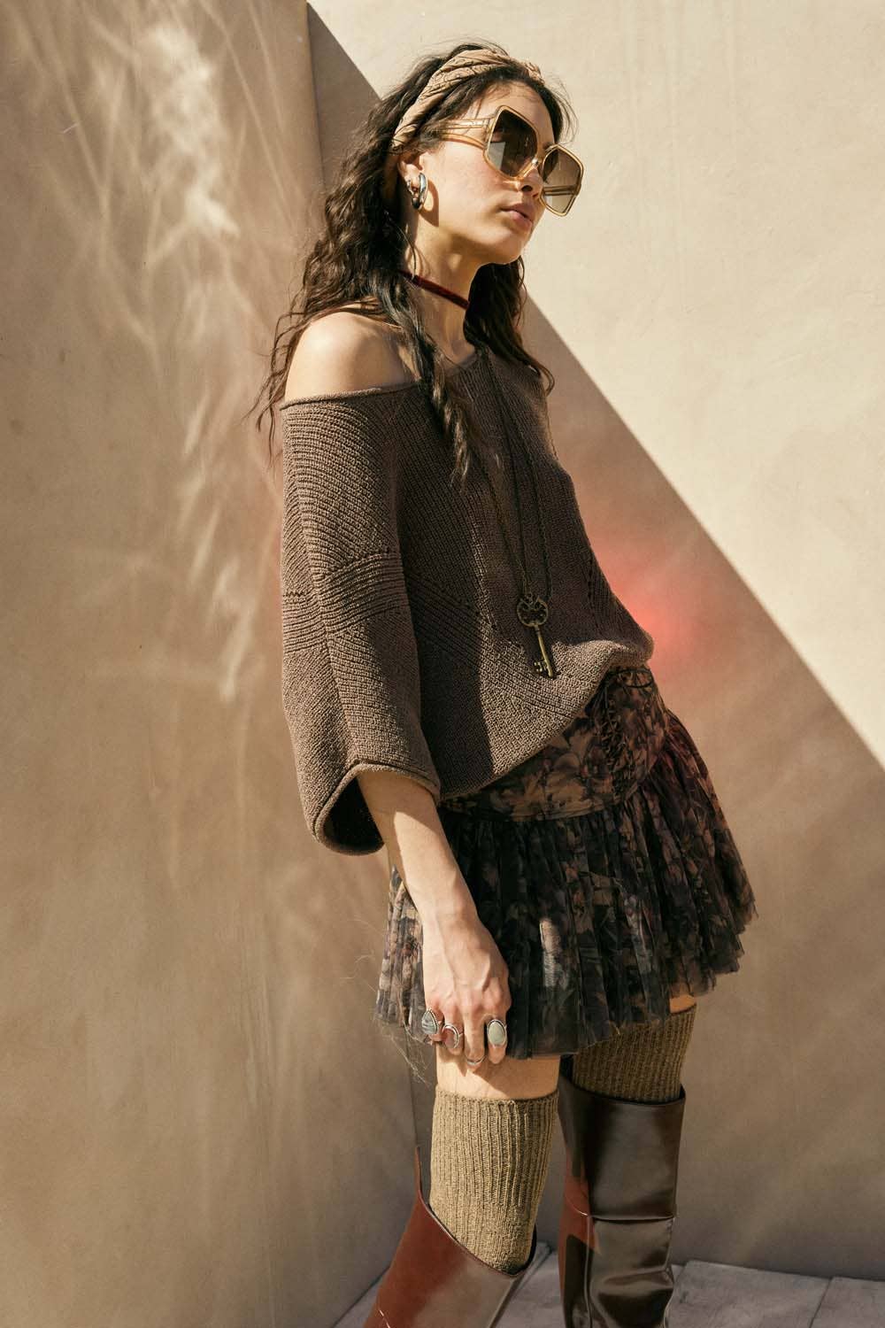 Short-Sleeve Pointelle Ribbed Knit Sweater