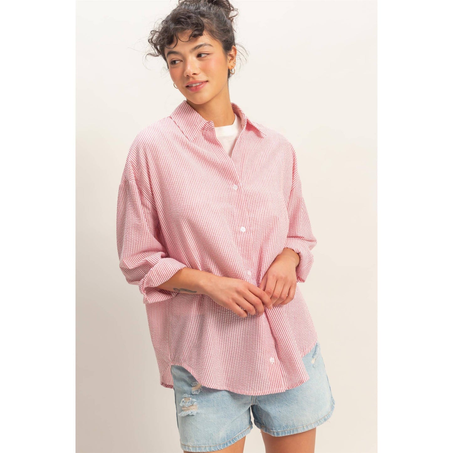Striped Button-Up Shirt