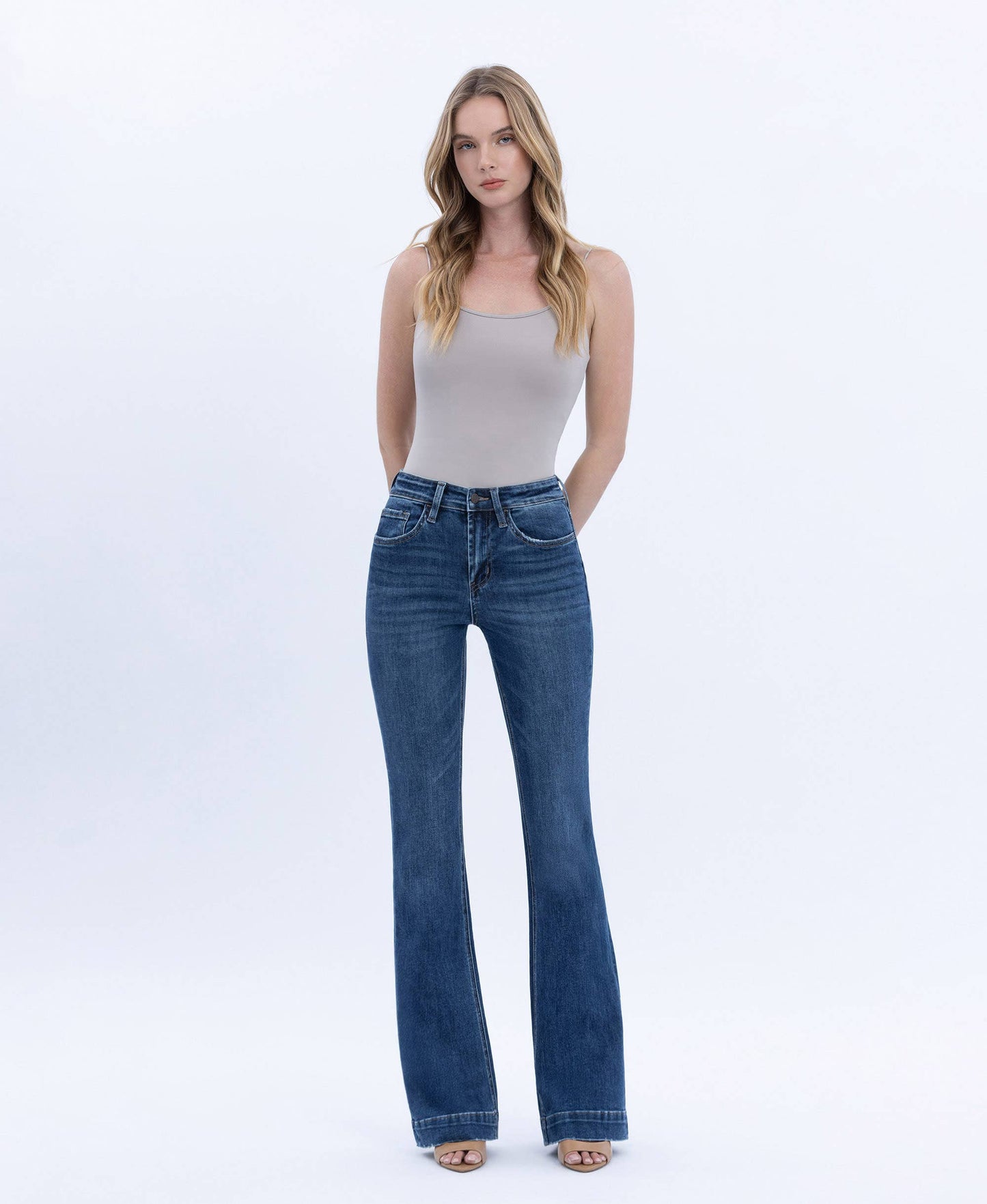 High Rise Trouser Hem Bootcut Jeans