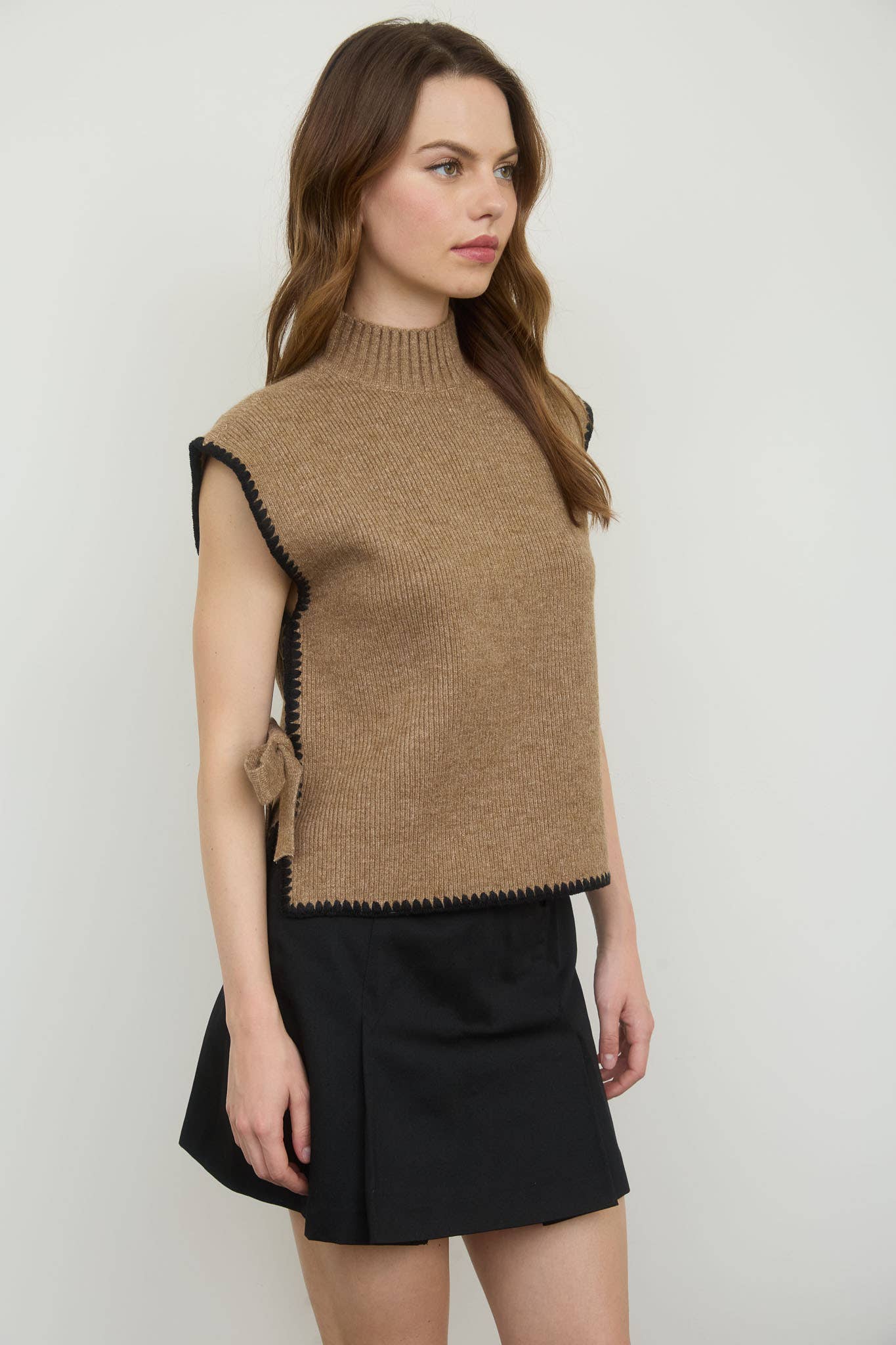 Mocha Side Tie Sweater Top