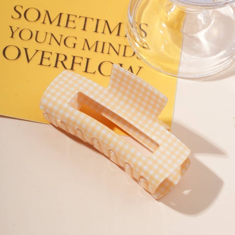 Large Pastel Gingham Hair Claw Clip