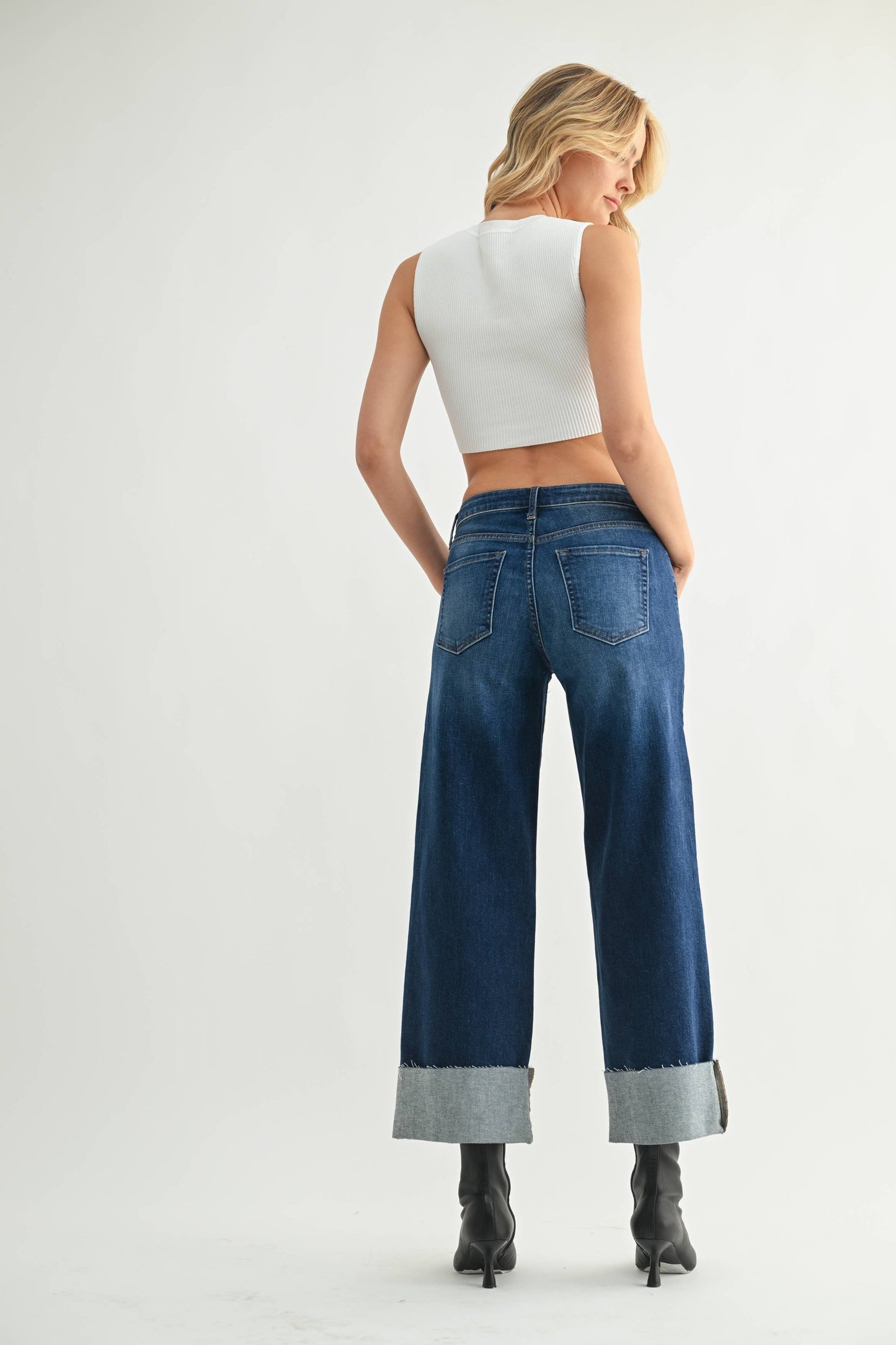 Scissor Cut Cuffed Wide Leg