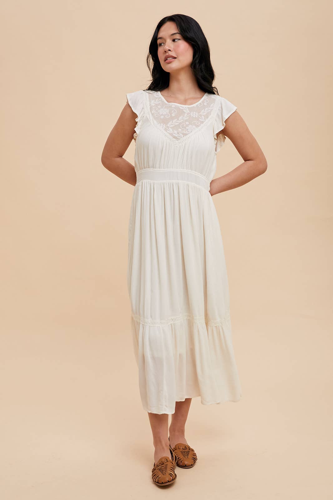Lace Open Back Midi Dress