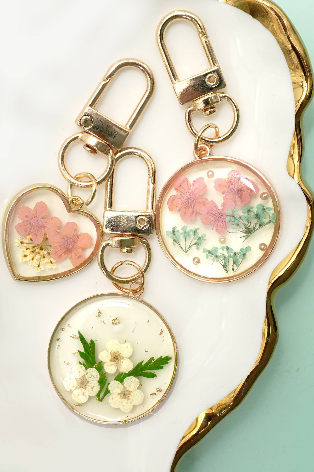 Pressed Dried Flower Bag Charm