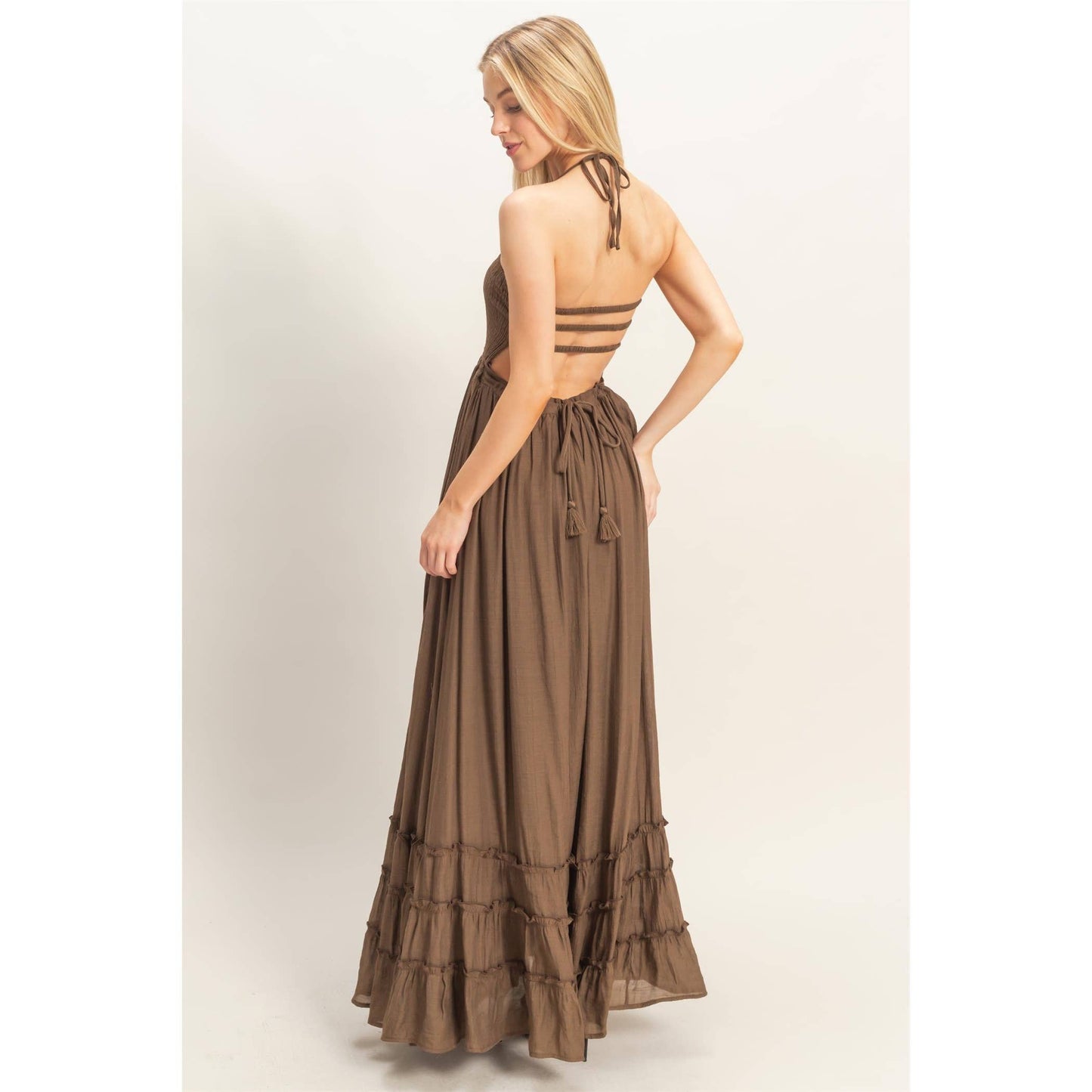 Smocked Halter Maxi Dress